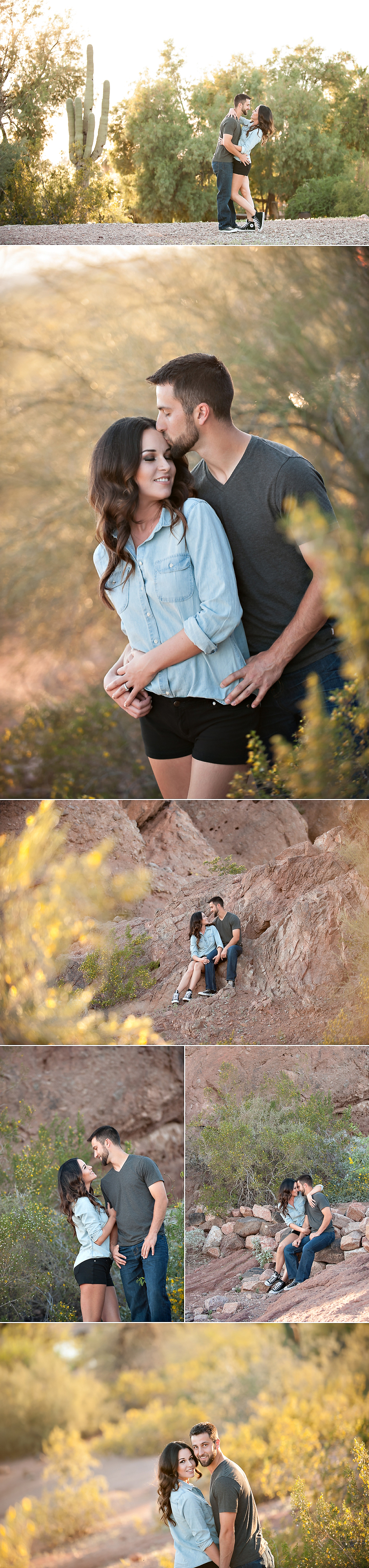 Papago Park Engagement Couple Embracing Smiling Laughing Kissing Arizona Photographer