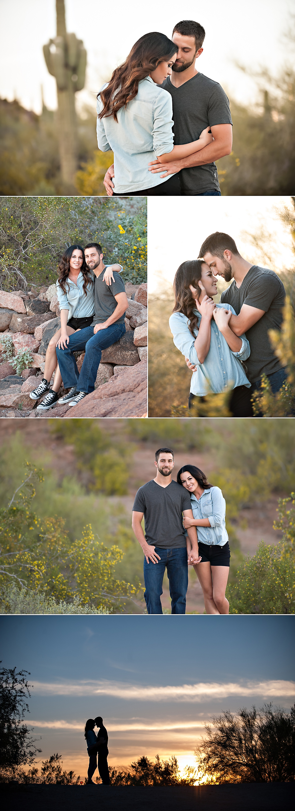 Papago Park Engagement Couple Embracing Smiling Romantic Arizona Photographer
