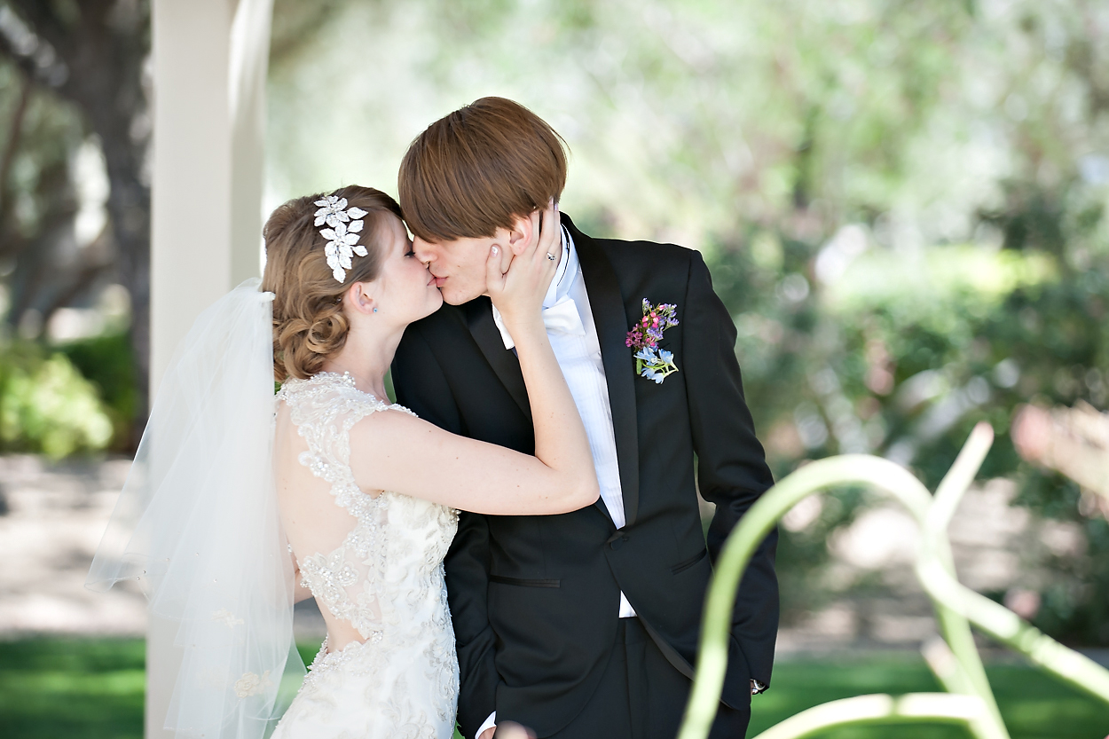 St. Barnabas on the Desert Wedding Bride Groom Romantic Kissing Scottsdale AZ Photos