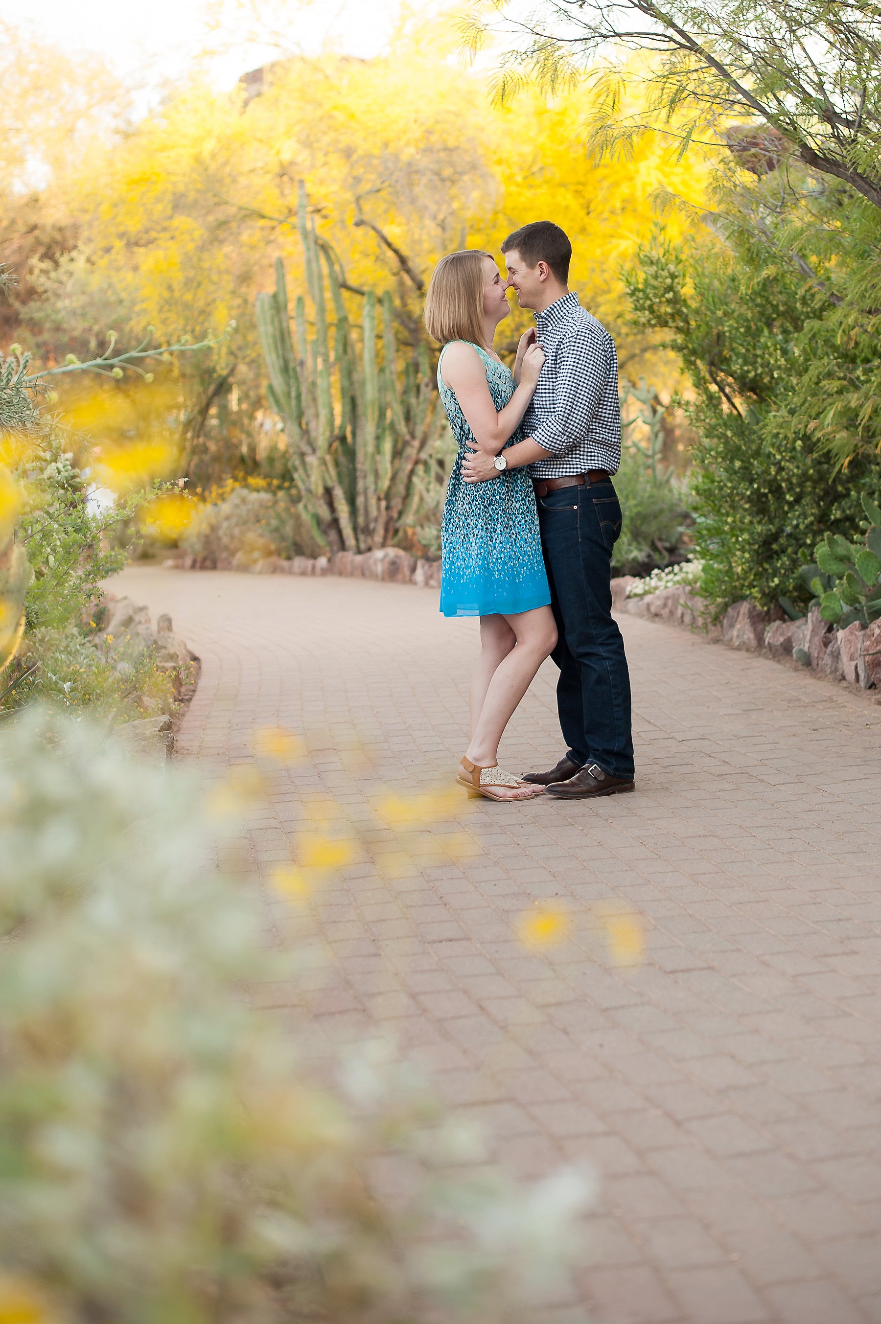 Desert Gardens Engagement Couple Smiling Laughing AZ Photographer 