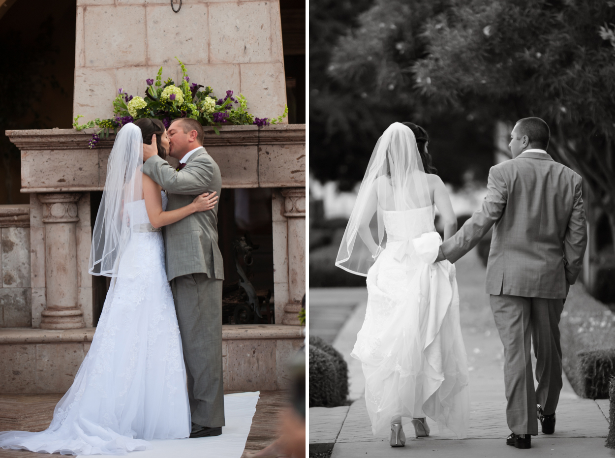 Villa Siena Wedding Bride Groom Kissing Walking Smiling Ceremony Gilbert AZ Photographer