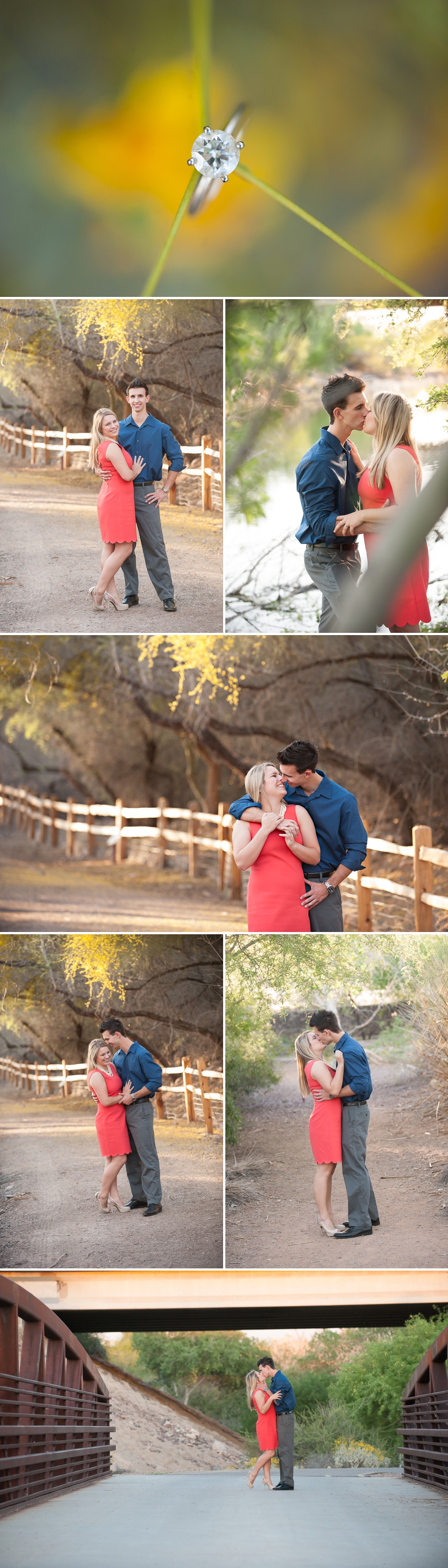 Arizona Photographer Couple Ring Kissing Embracing Smiling Bridge Photography 