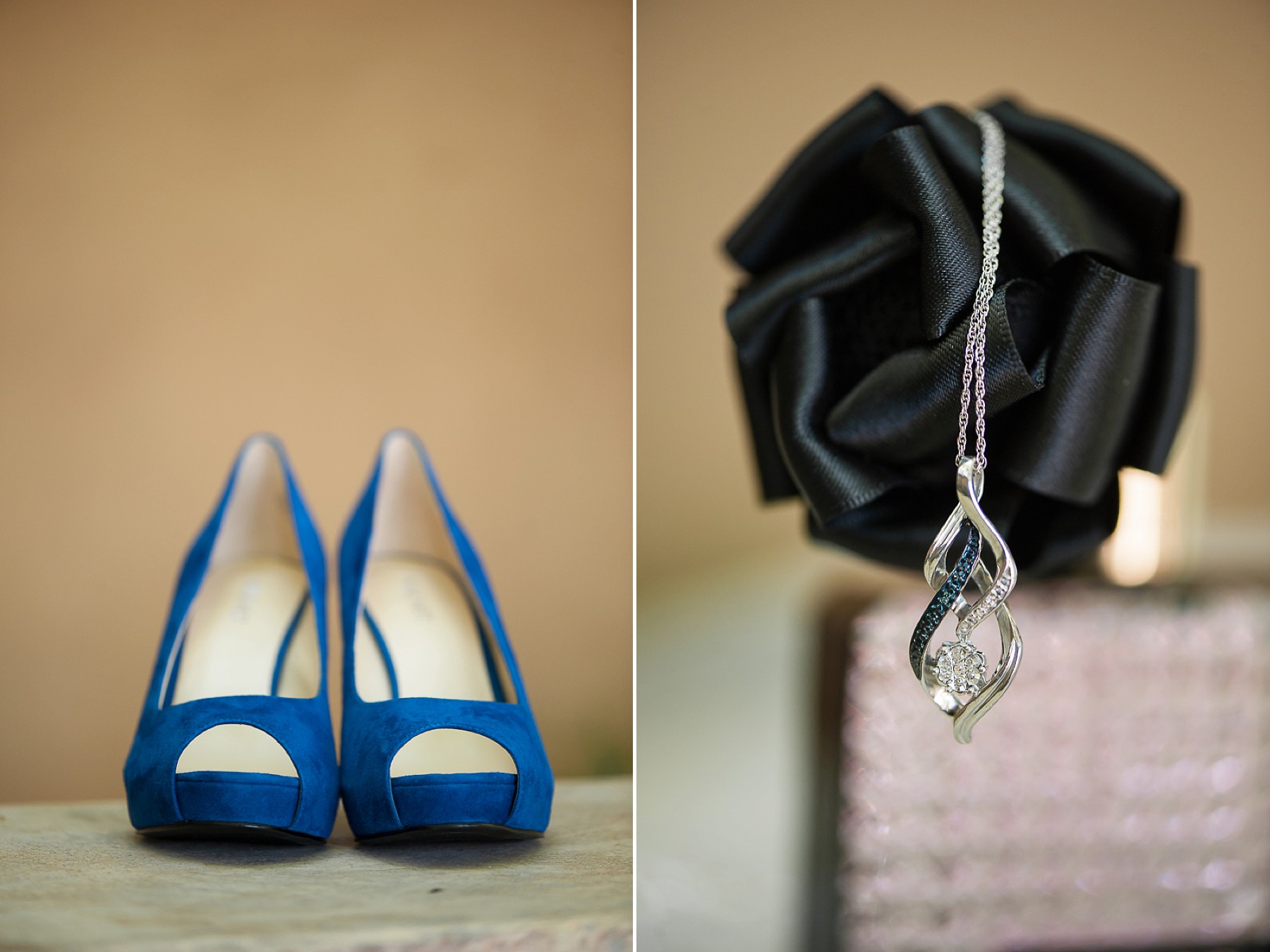 Villa Siena Wedding Blue Shoes Diamond Necklace Gilbert Arizona Photo