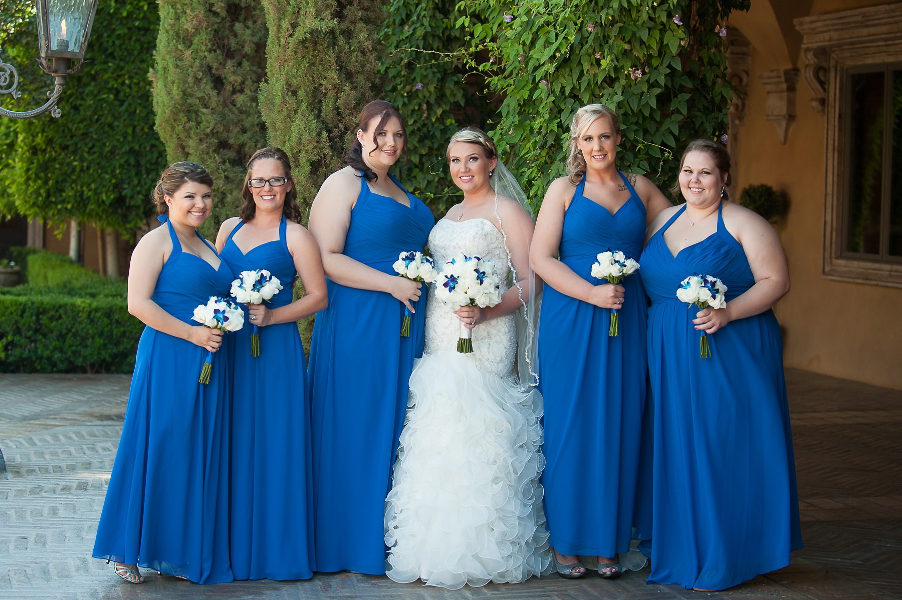 Villa Siena Wedding Bride Bridesmaids Blue Dresses Bouquet Gilbert Arizona Photo