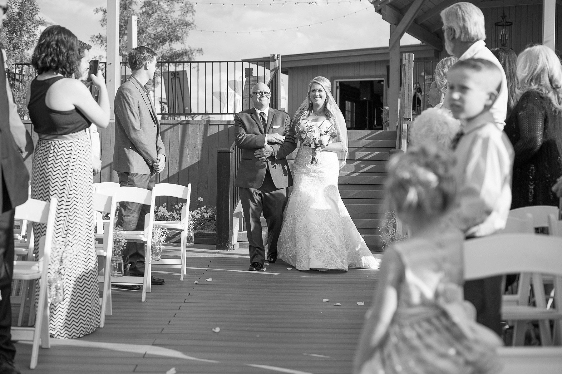 Windmill Winery Wedding Father Bride Walking Smiling Phoenix Arizona Photo