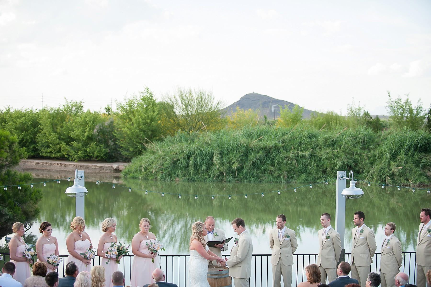 Windmill Winery Wedding Lake Vows Groom Bride Family Friends Phoenix Arizona Photo