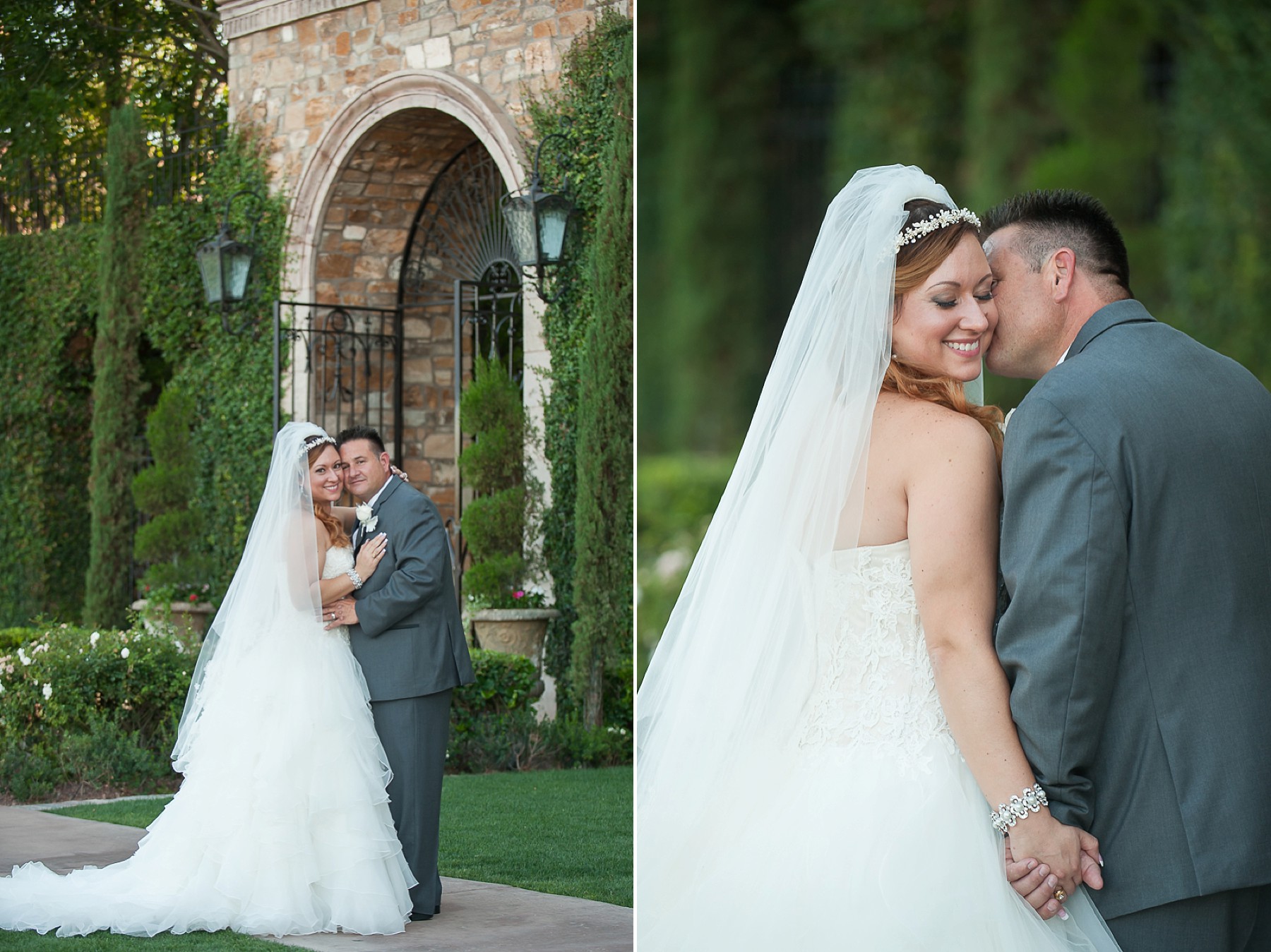 Villa Siena Wedding Bride Groom Kissing Dress Smiling Gilbert Arizona Photos