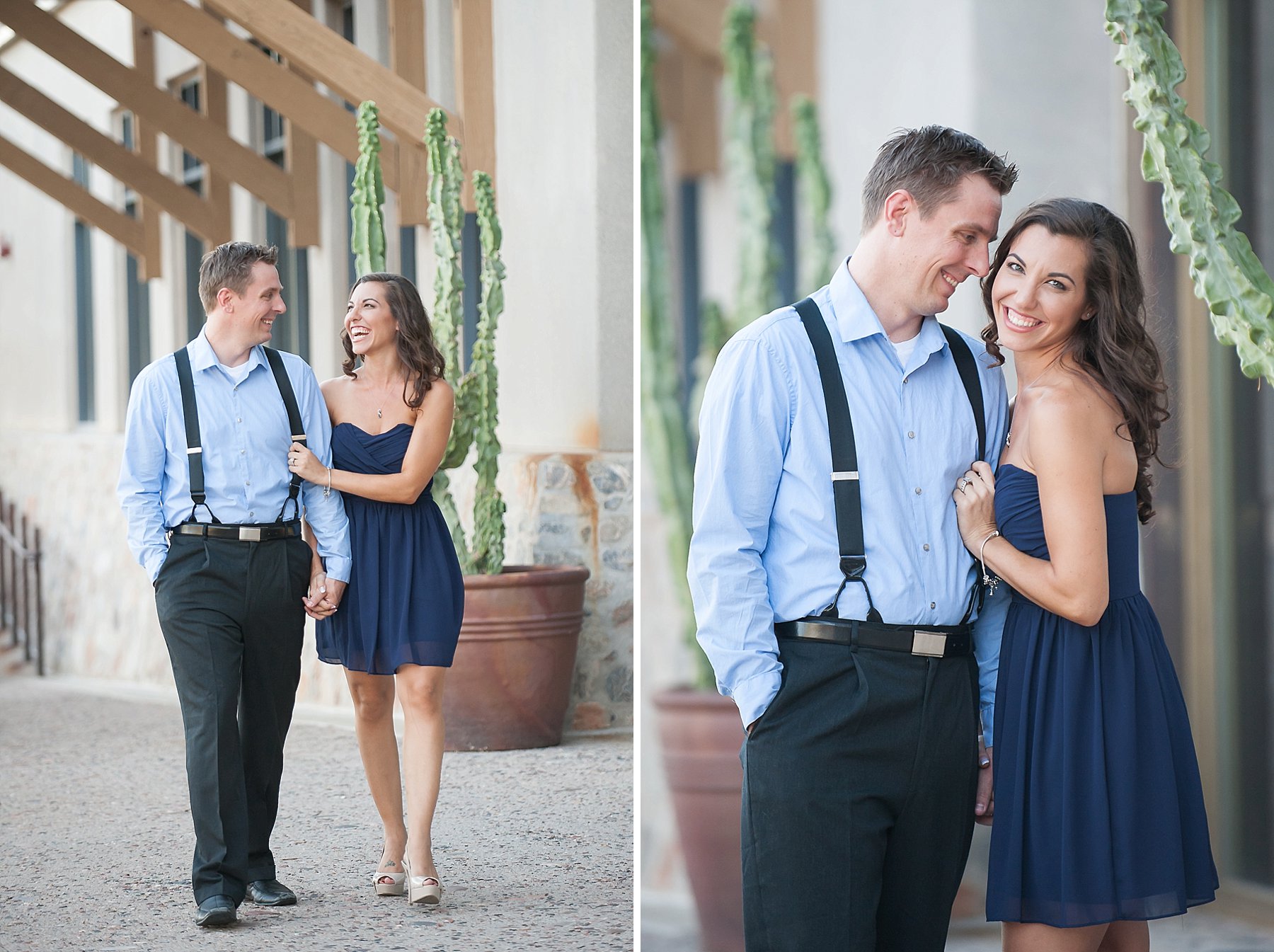 Scottsdale Engagement Couple Embracing Walking Smiling Laughing Gilbert Arizona Photo
