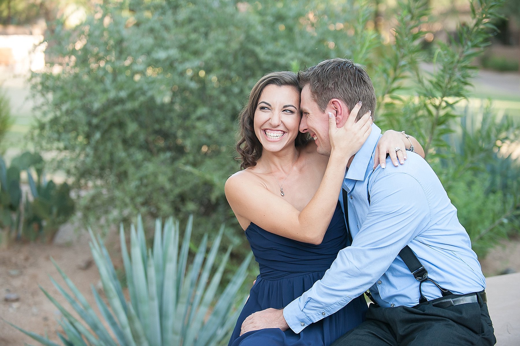 Scottsdale Engagement Couple Smiling Embracing Laughing Desert Gilbert Arizona Photo