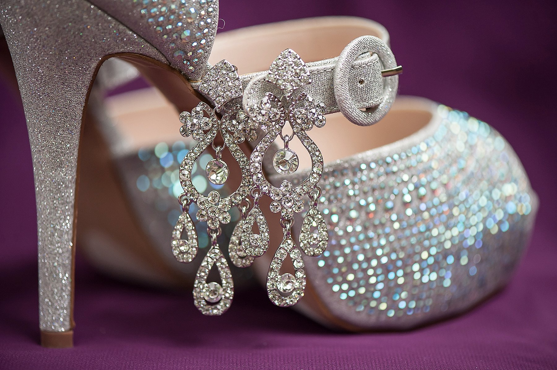 Villa Siena Wedding Diamond Earrings Sparkle Shoes Gilbert Arizona Photo