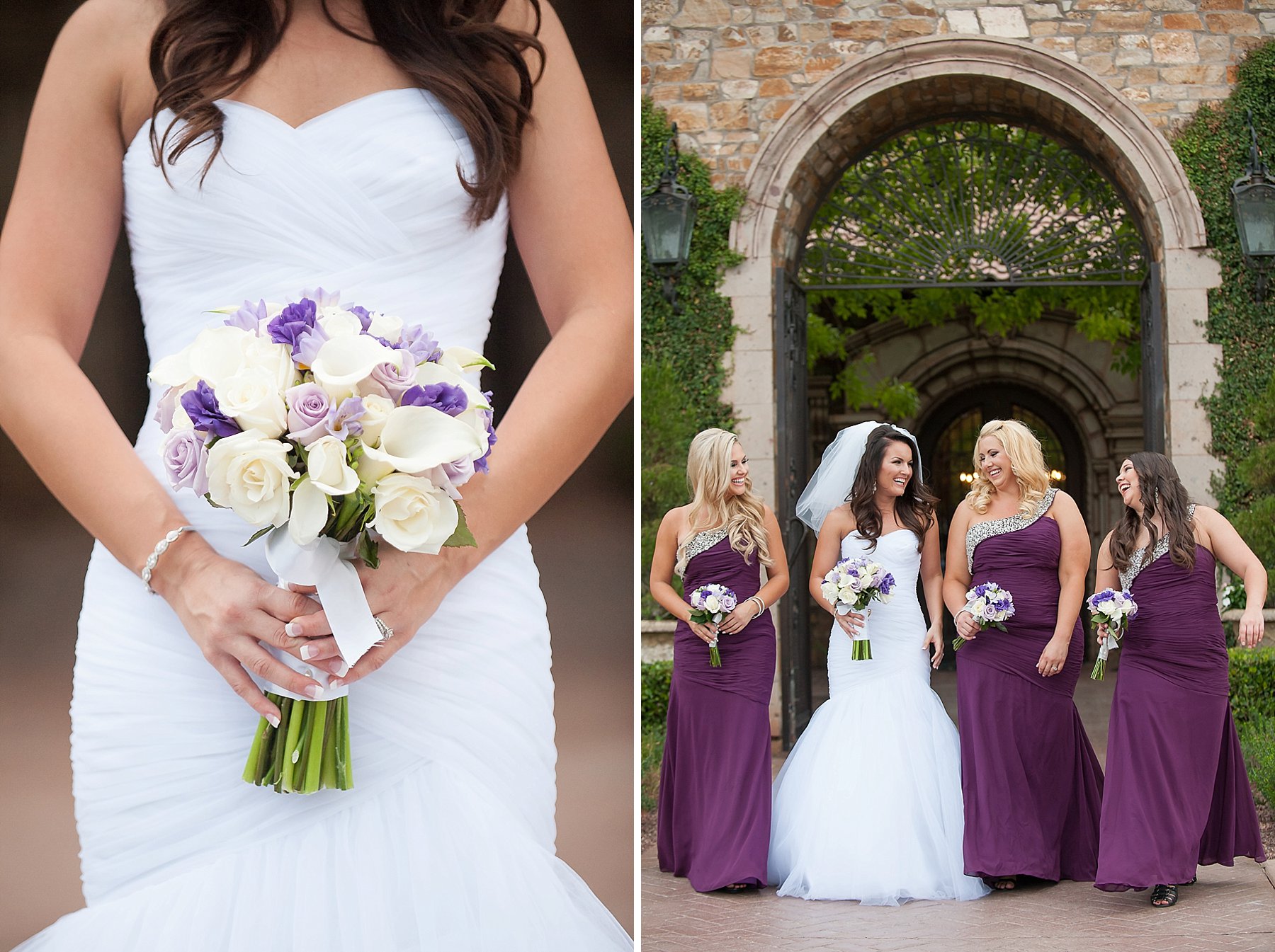 Villa Siena Wedding Bride Bridesmaids Smiling Dress Plum Gilbert Arizona Photo