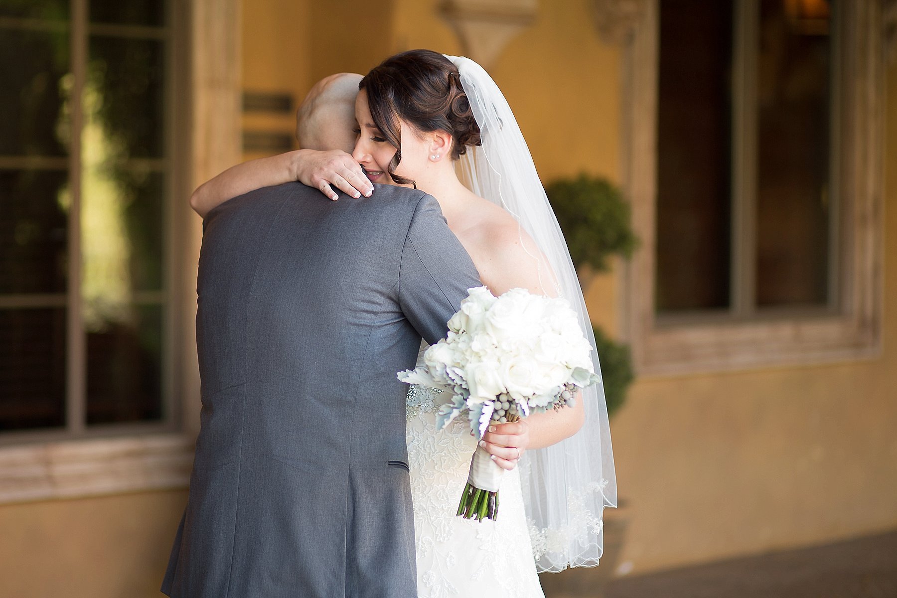Villa Siena Navy & Grey Wedding Bride Groom First Look Gilbert AZ Photo