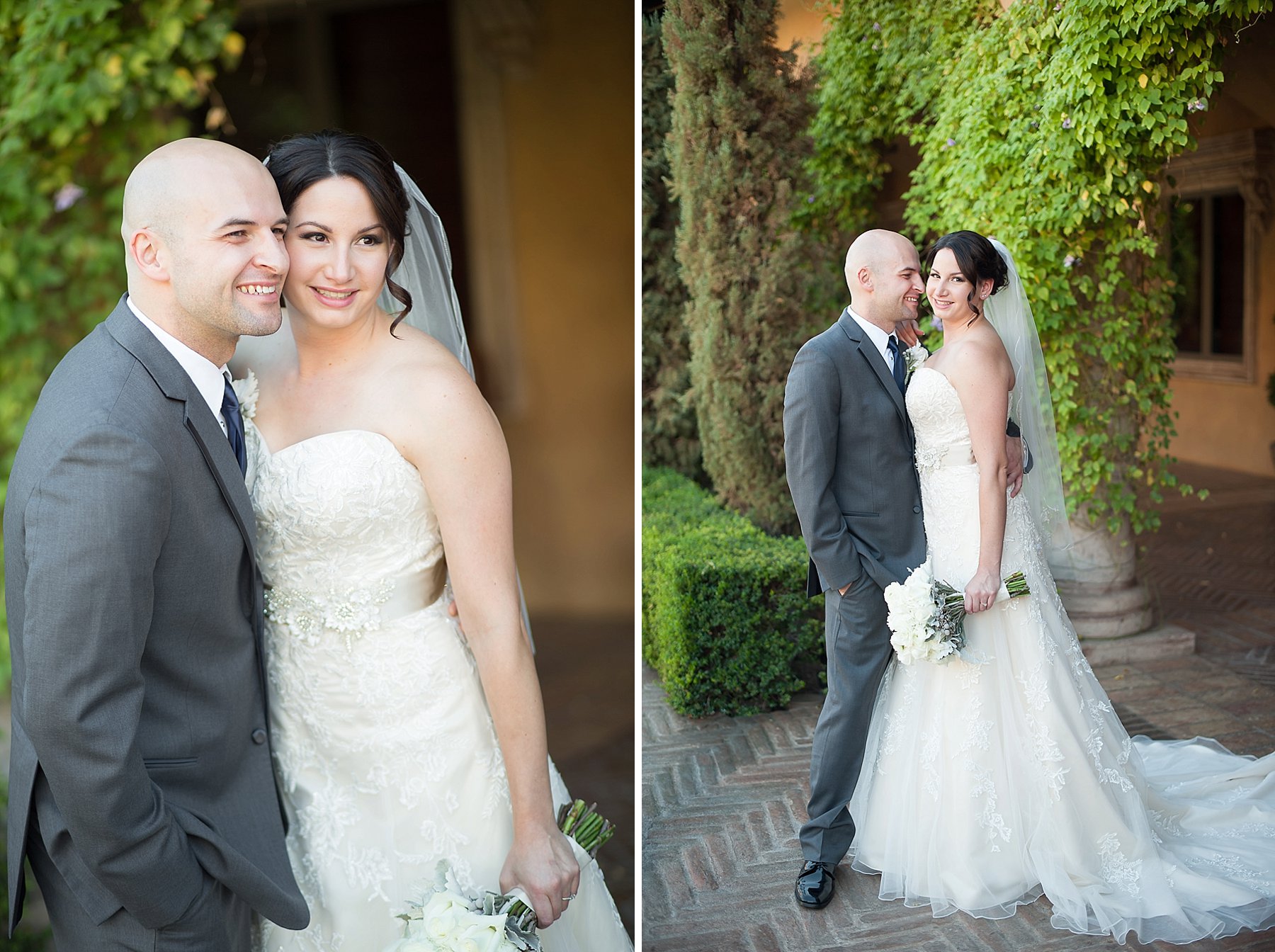 Villa Siena Navy & Grey Wedding Bride Groom Embrace Gilbert AZ Photo