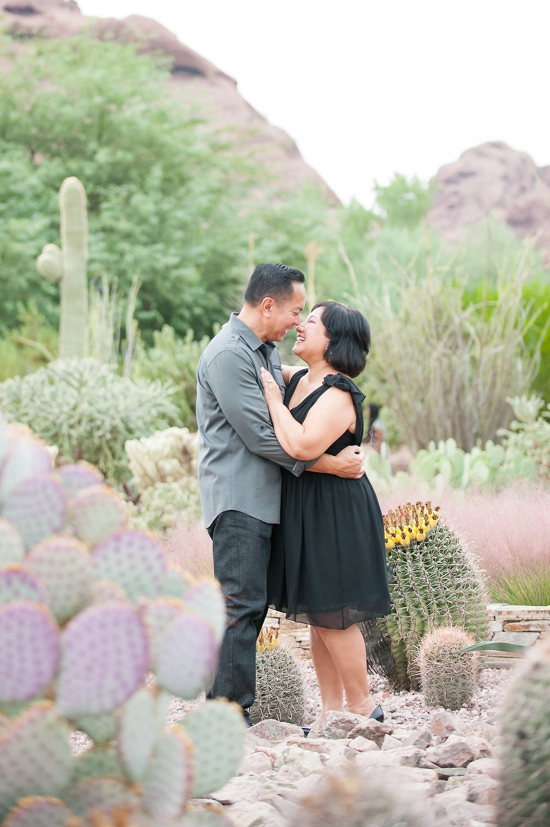 Desert Botanical Garden Engagement Couple Smiling Phoenix Arizona Photo