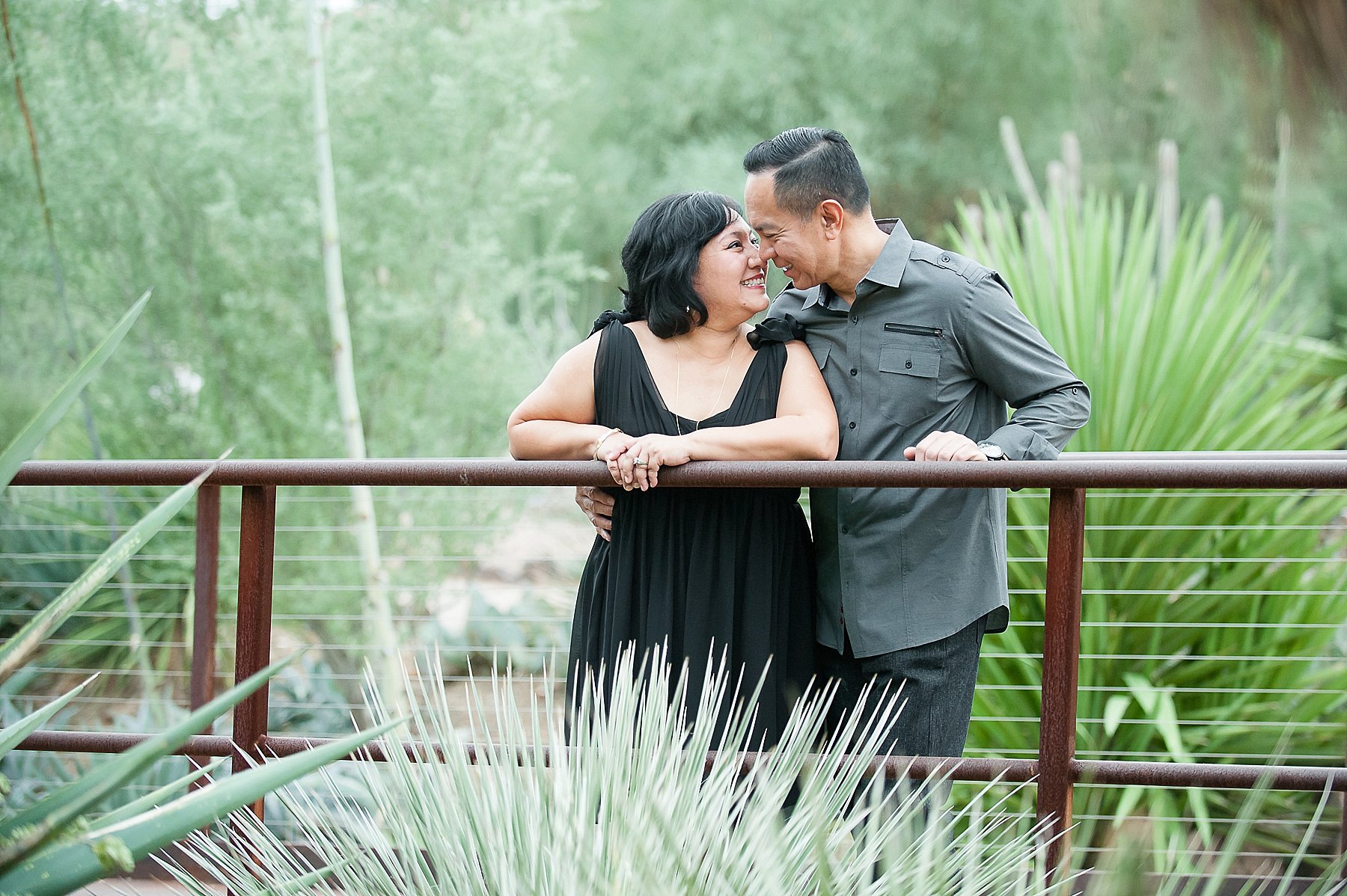 Desert Botanical Garden Engagement Couple Romantic Look Phoenix Arizona Photo