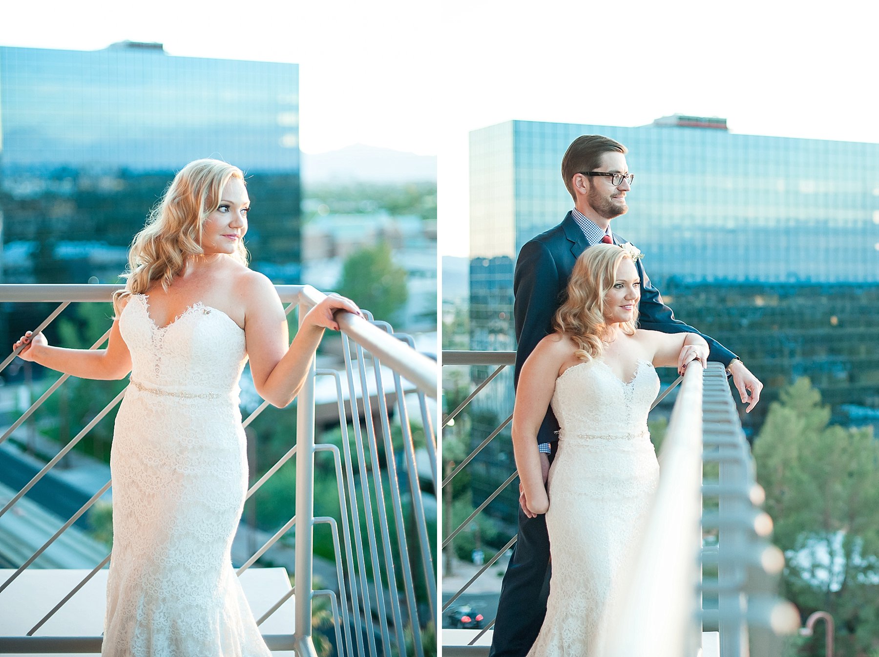 Phoenix Rooftop Wedding Bride Groom Balcony Arizona Photo