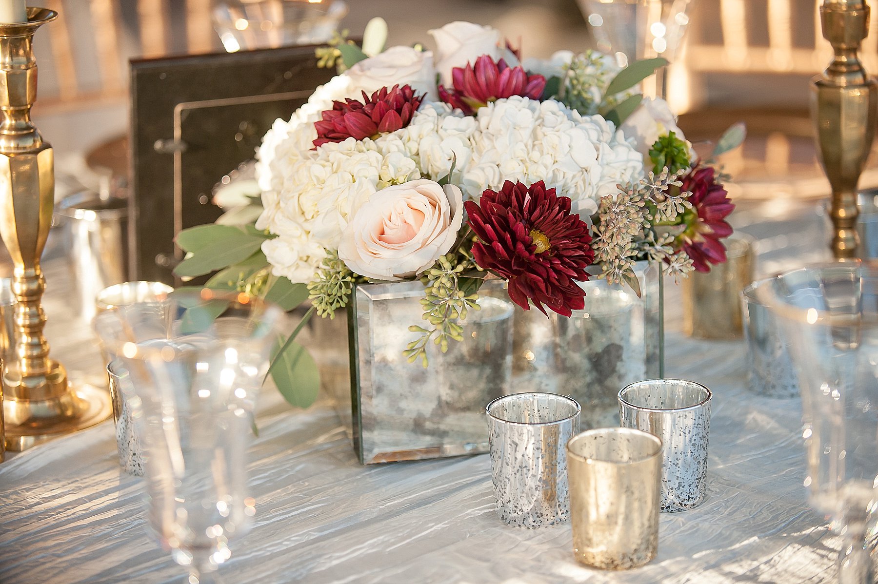 Phoenix Rooftop Wedding Reception Table Centerpiece Flowers Arizona Photo