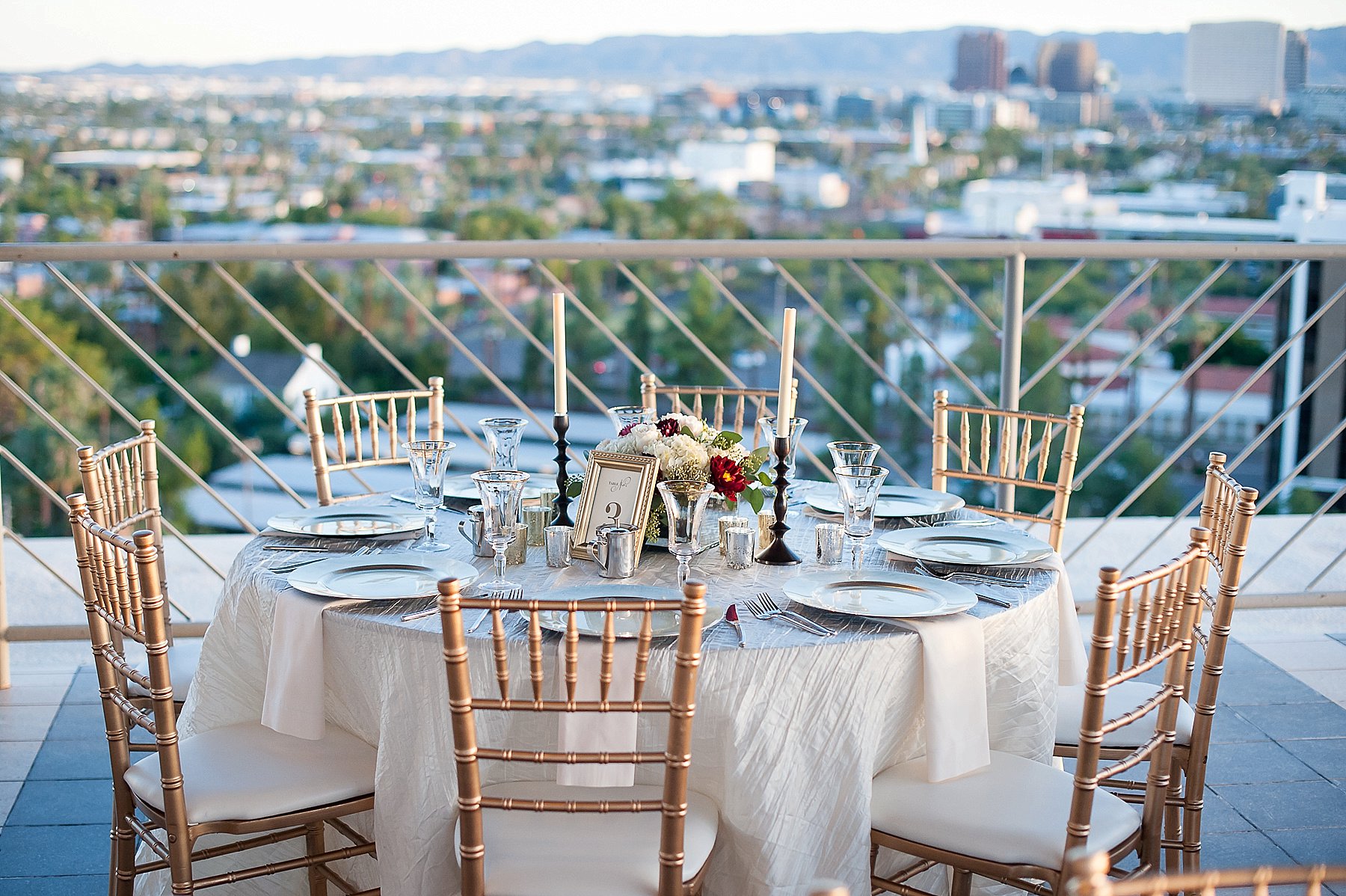 Phoenix Rooftop Wedding Table Setting Skyline Arizona Photo
