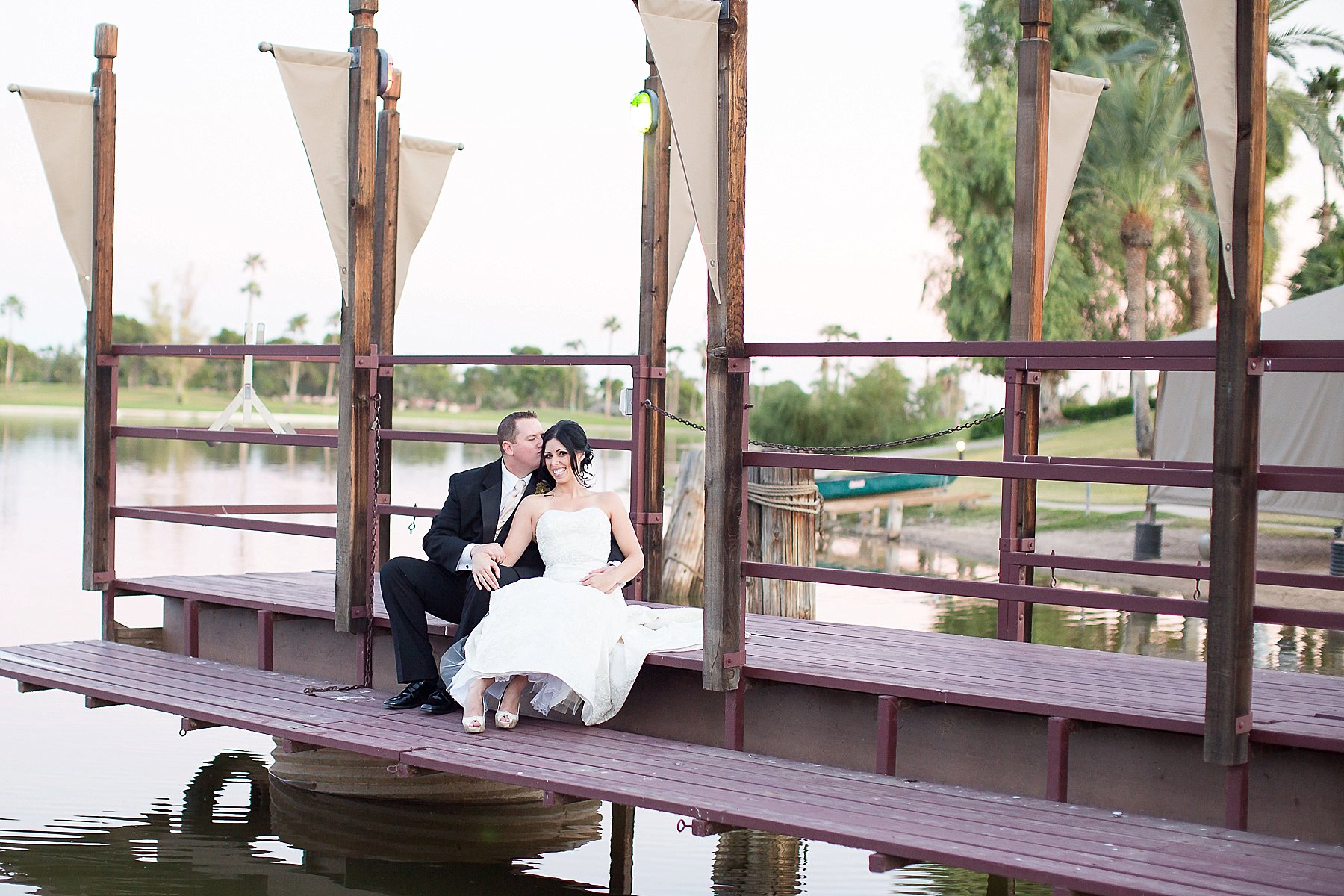 McCormick Scottsdale Wedding Bride Groom Sitting on Dock Arizona Photo