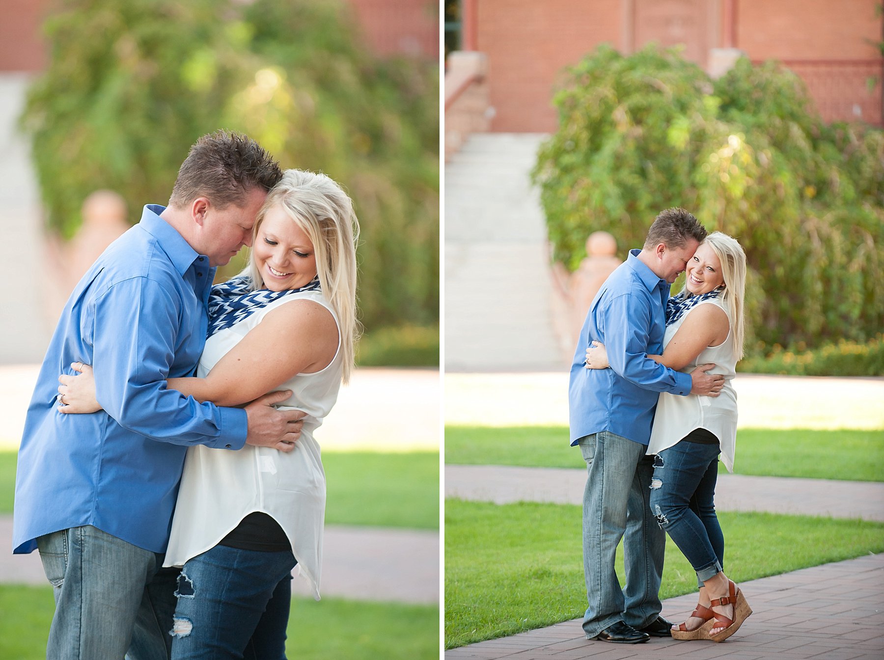 ASU Old Main Engagement Couple Hugging Tempe Arizona Photo