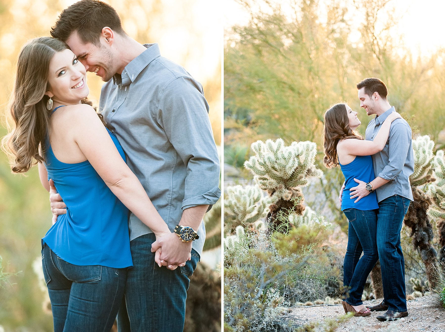 Scottsdale Desert Engagement Cute Couple Hugging Arizona Photo