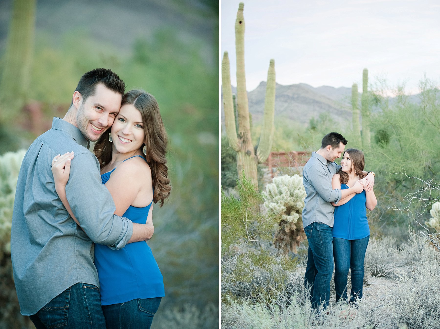 Scottsdale Desert Engagement Couple Embracing Arizona Photo