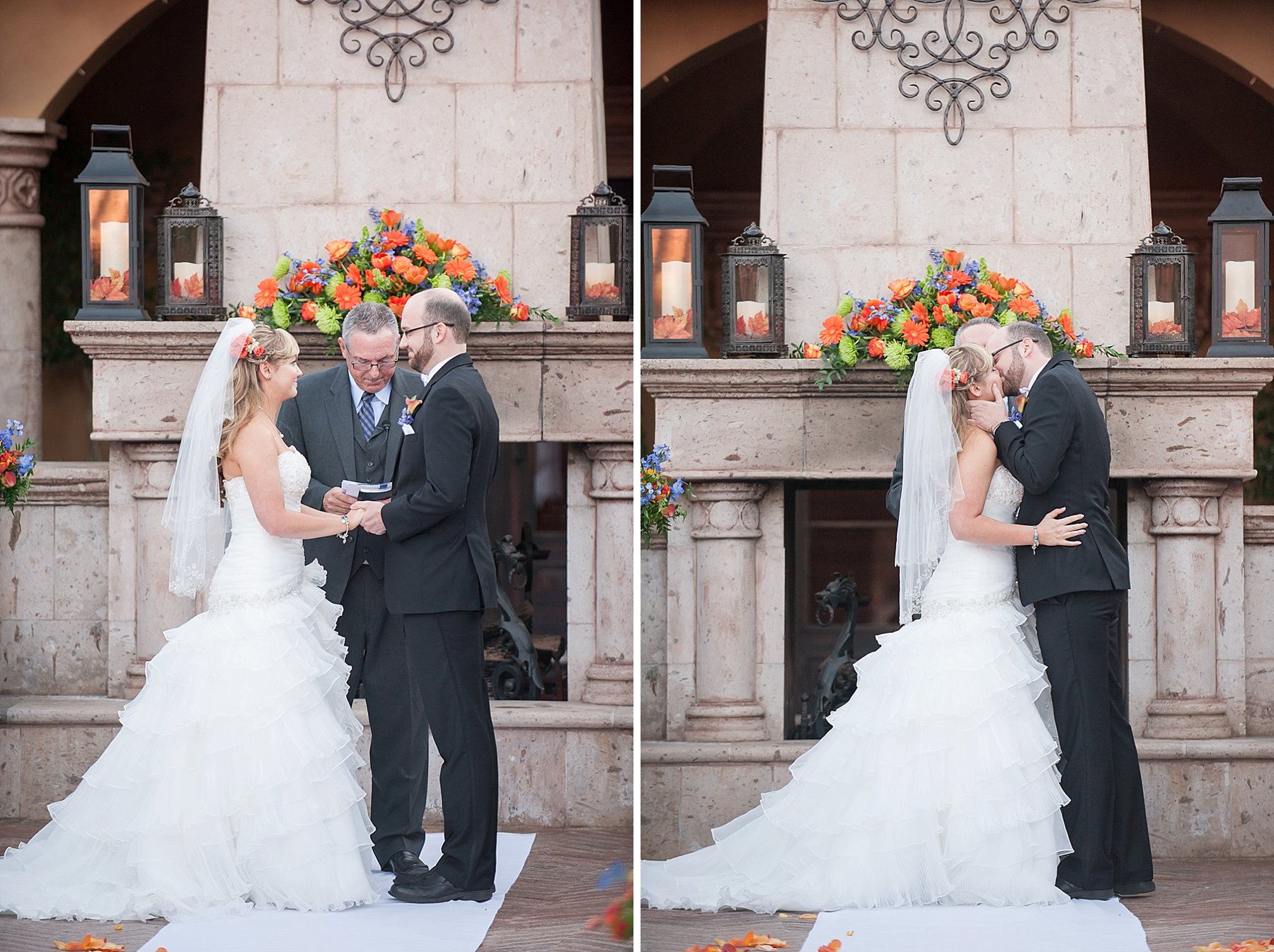 Villa Siena Wedding Ceremony Couple Vows First Kiss Gilbert Arizona Photo