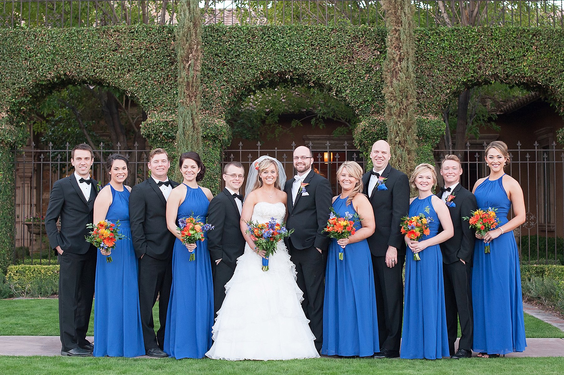 Villa Siena Wedding Bridal Party Blue Dresses Gilbert Arizona Photo