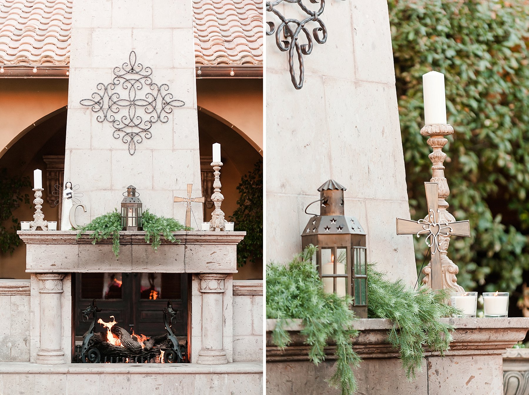 Villa Siena Wedding Fireplace Altar Phoenix Arizona Photo