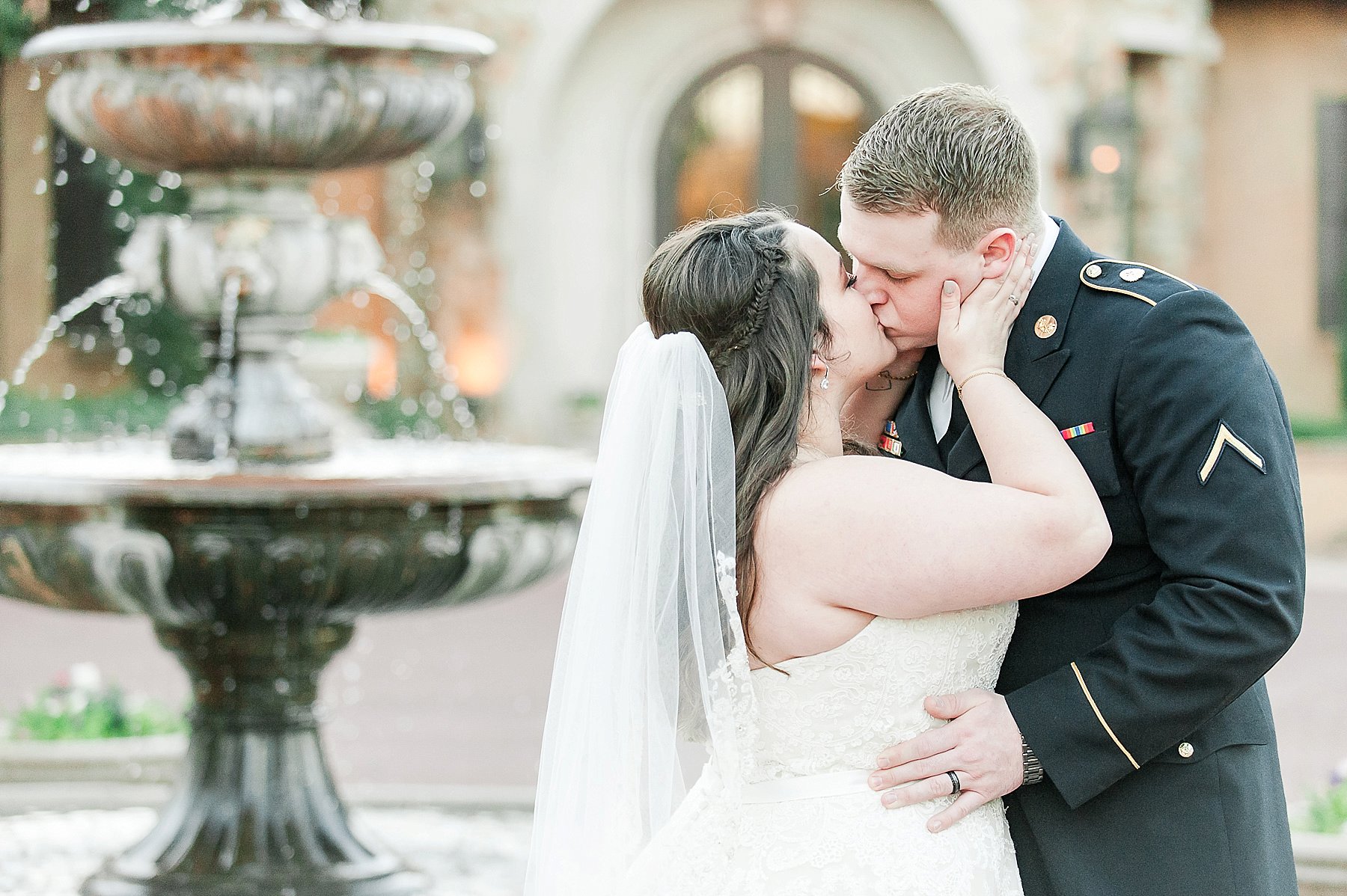 Villa Siena Military Wedding Bride Groom kissing Phoenix Arizona Photo