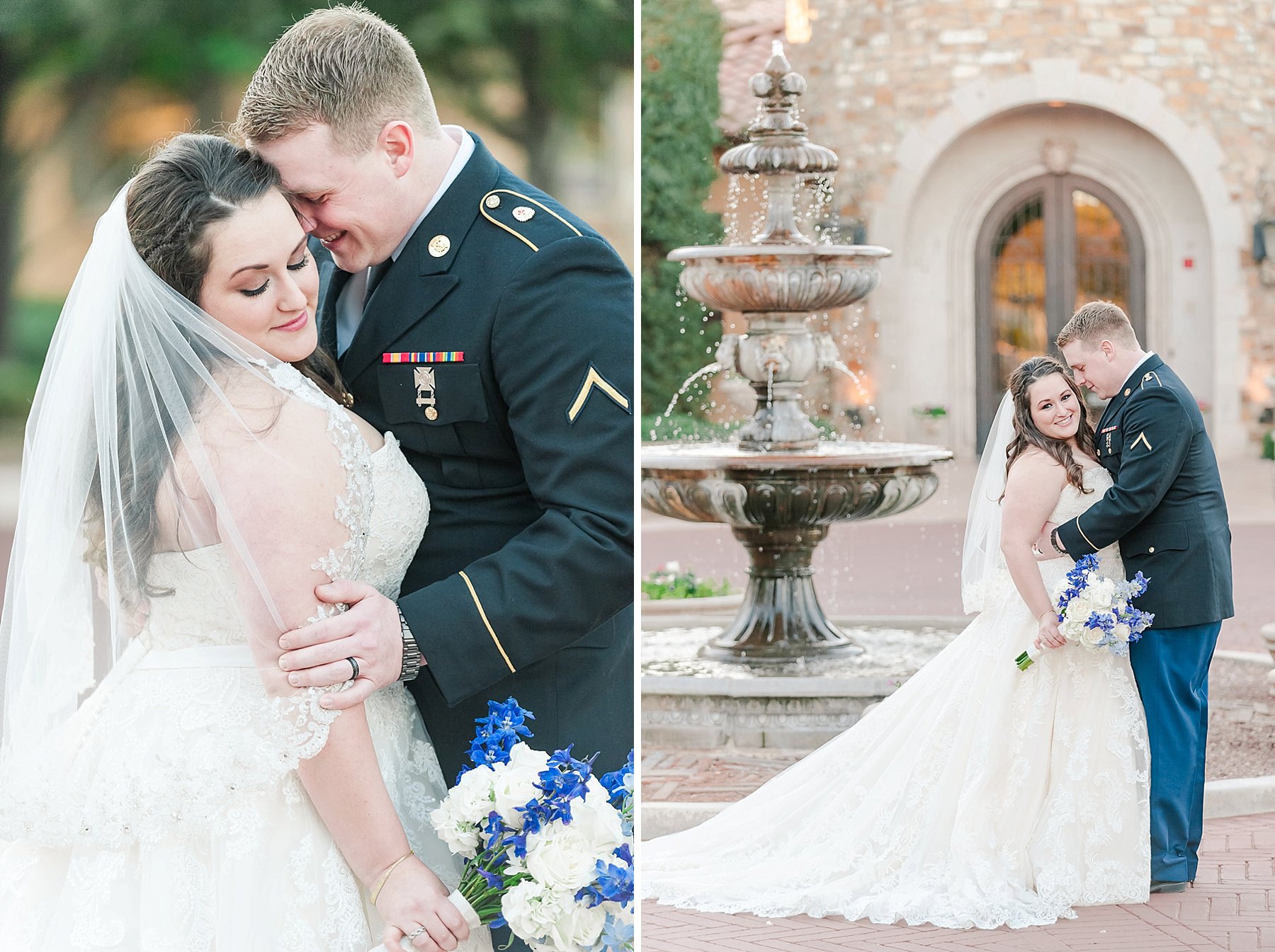 Villa Siena Military Wedding Bride Groom Water fountain Phoenix Arizona Photo
