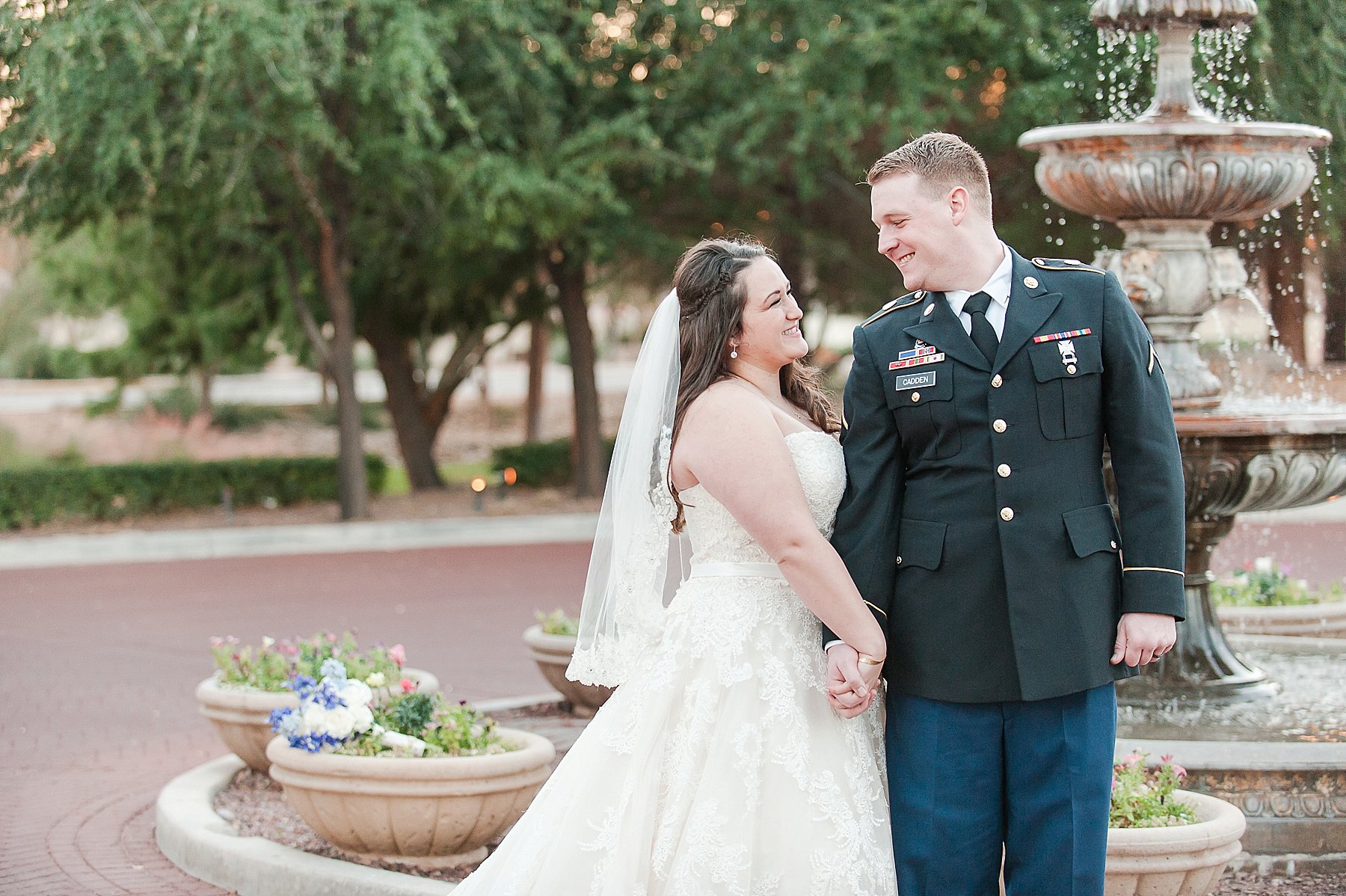 Villa Siena Military Wedding Bride Groom Smiling Phoenix Arizona Photo