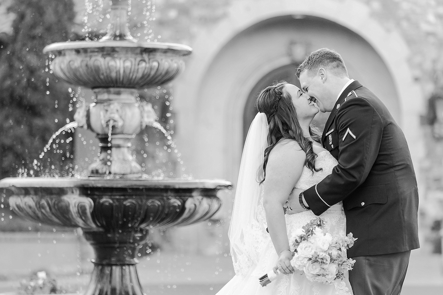 Villa Siena Military Wedding Bride Groom Laughing Kiss Phoenix Arizona Photo