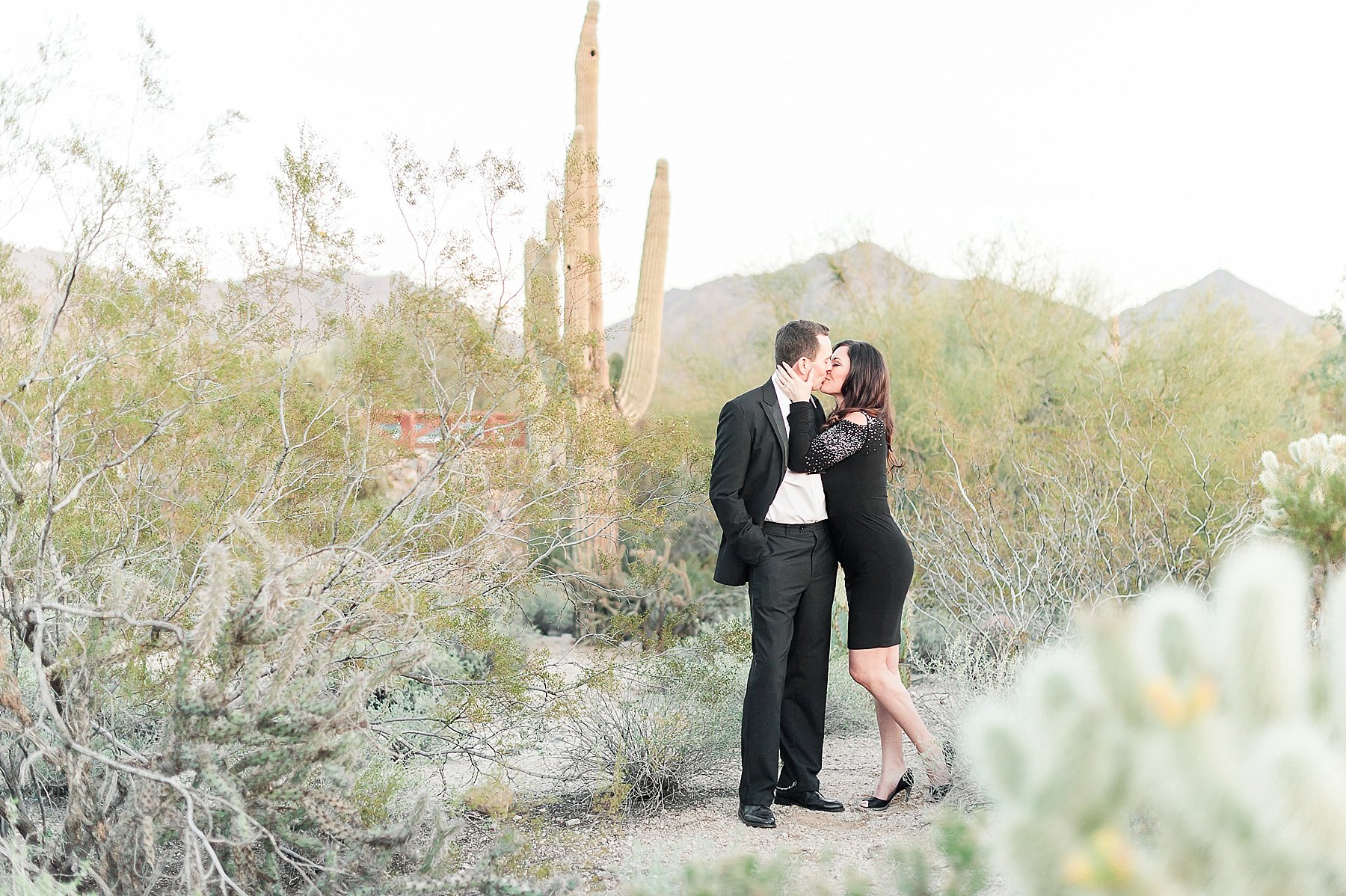 Scottsdale Desert Engagement Couple Kissing Arizona Photo