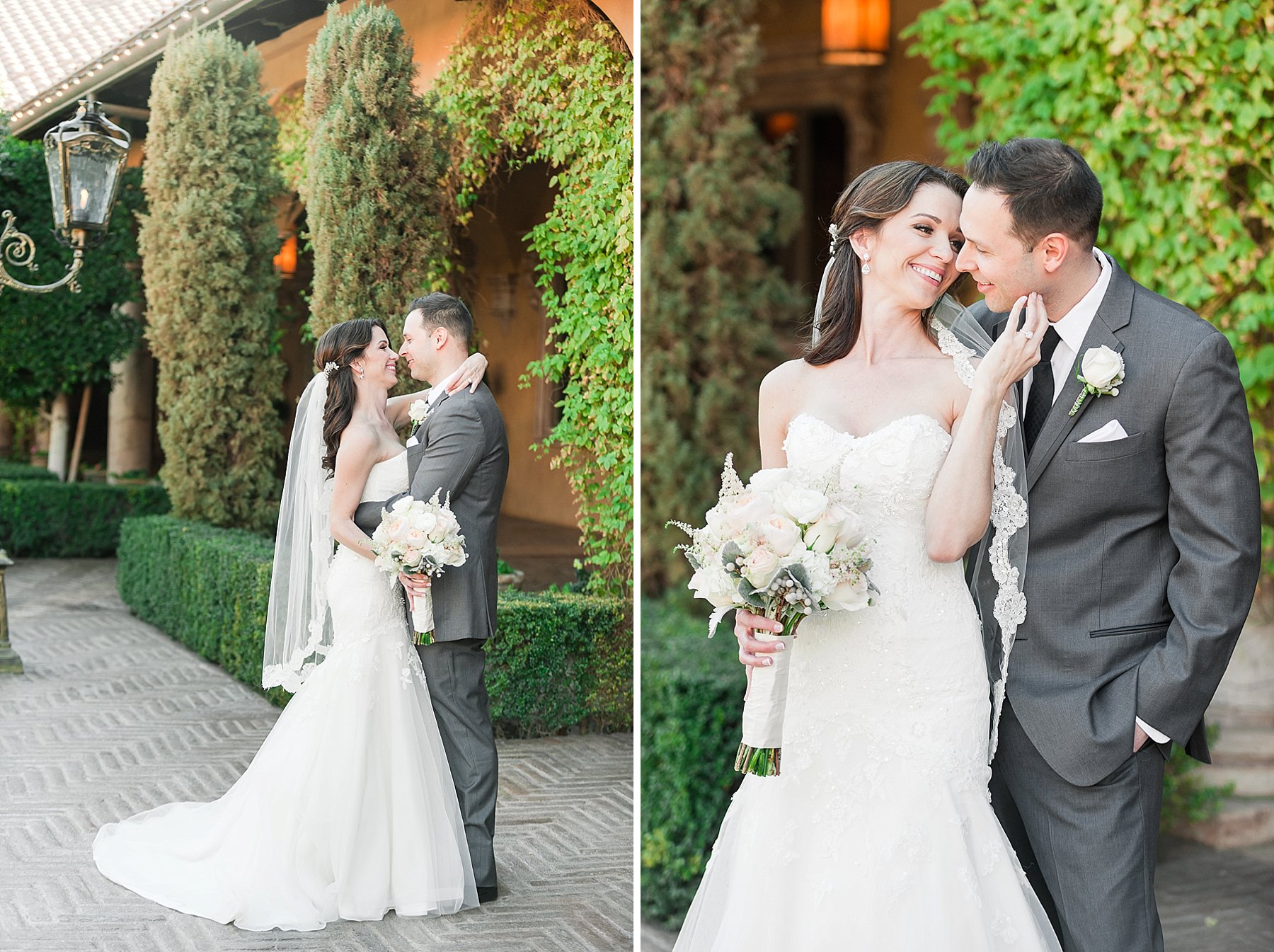 Blush and Gray Wedding Romantic Bride Groom Villa Siena Gilbert Arizona Photo
