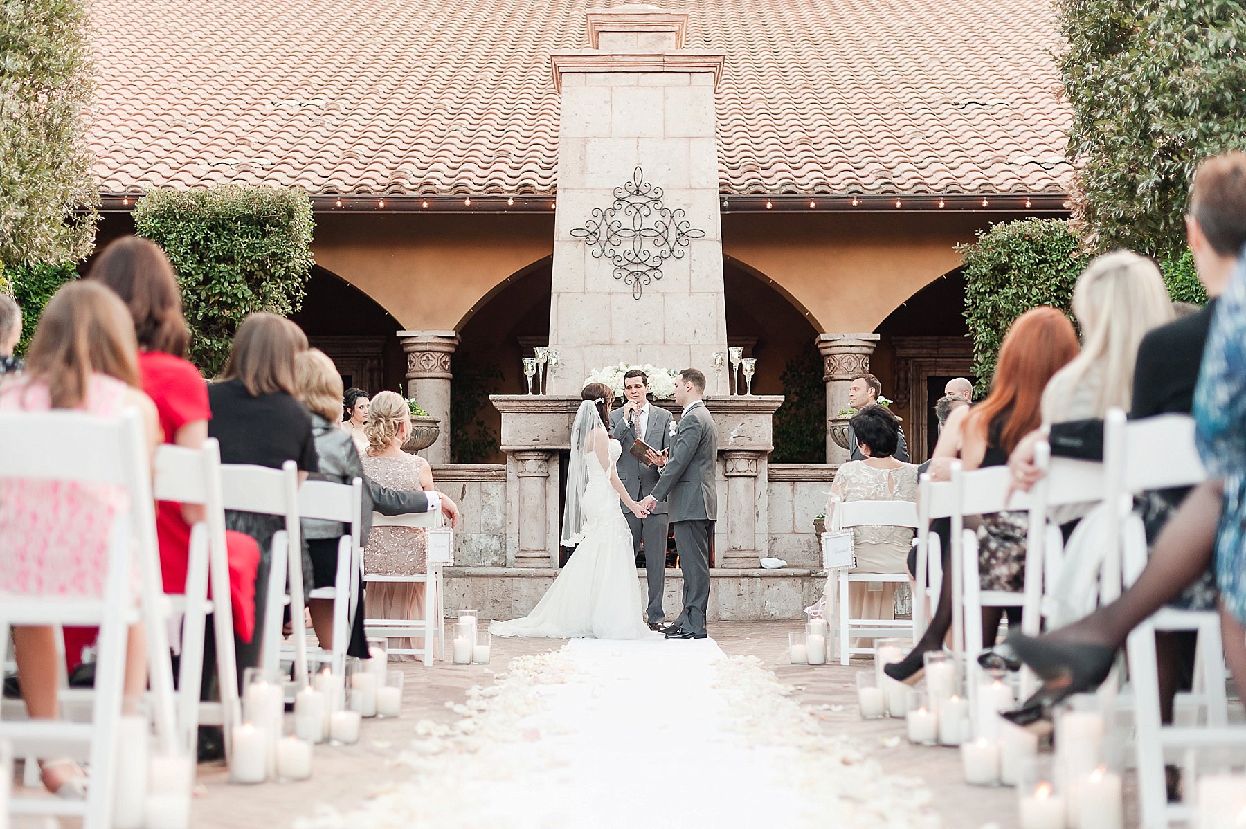 Gray Blush Wedding Ceremony Vows Villa Siena Gilbert Arizona Photo