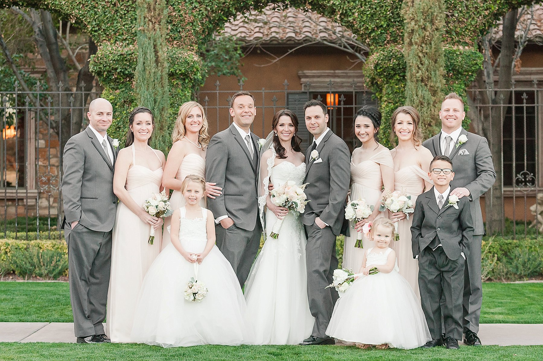Gray Blush Wedding Bridal Party Villa Siena Gilbert Arizona Photo