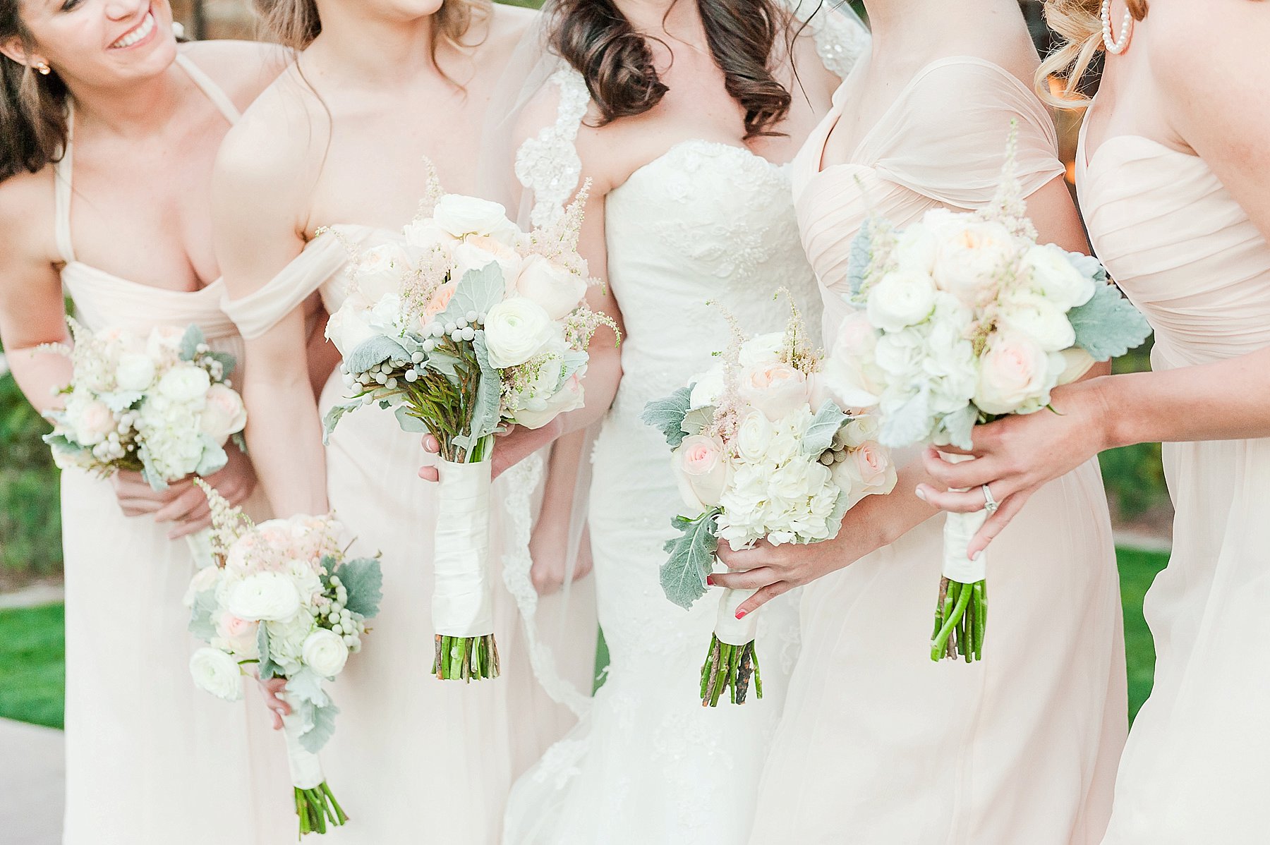Gray Blush Wedding Bridesmaids Bouquet Blume Events Villa Siena Gilbert Arizona Photo