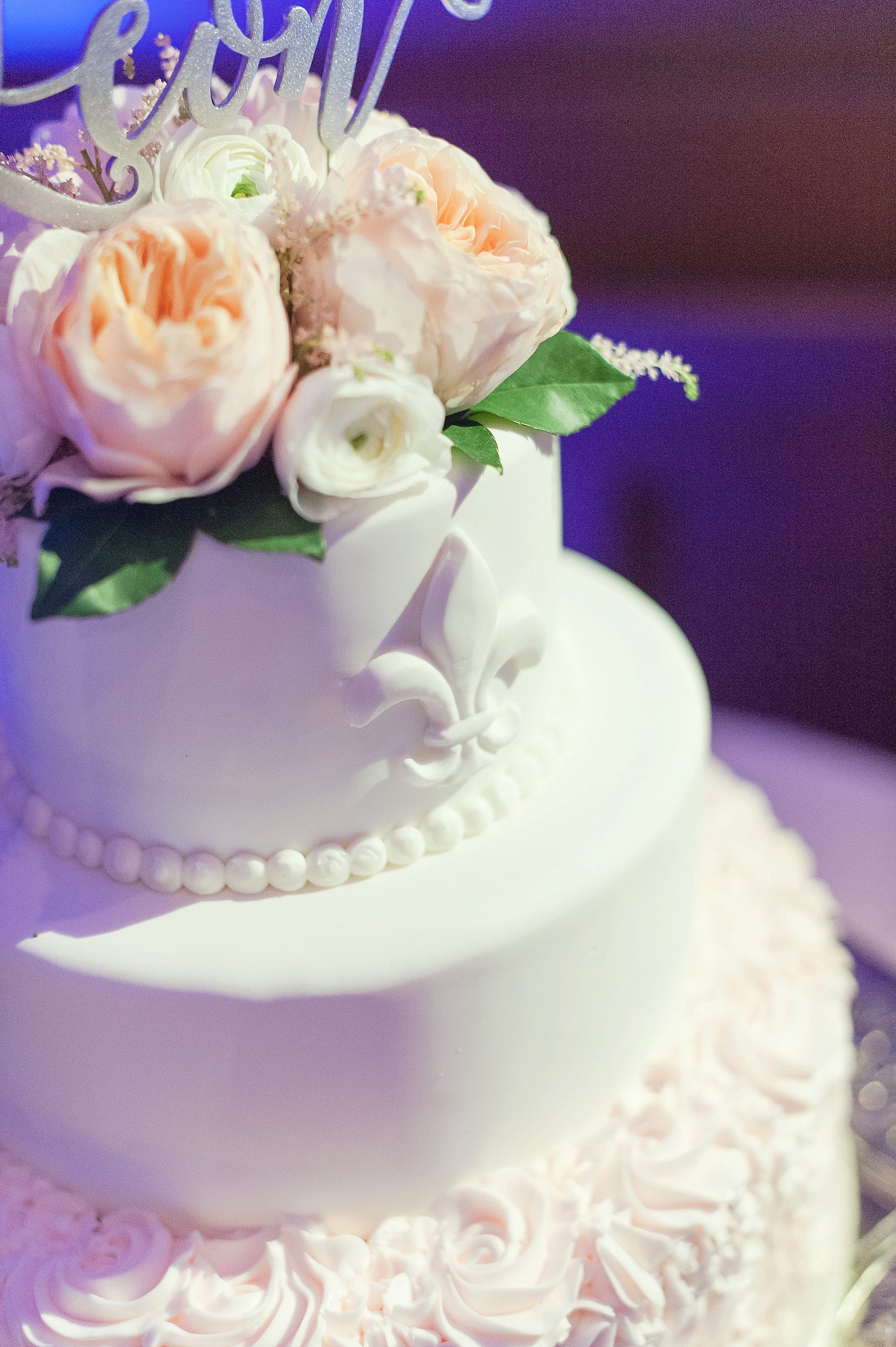 Blush Wedding Cake Fleur de lis Villa Siena Gilbert Arizona Photo