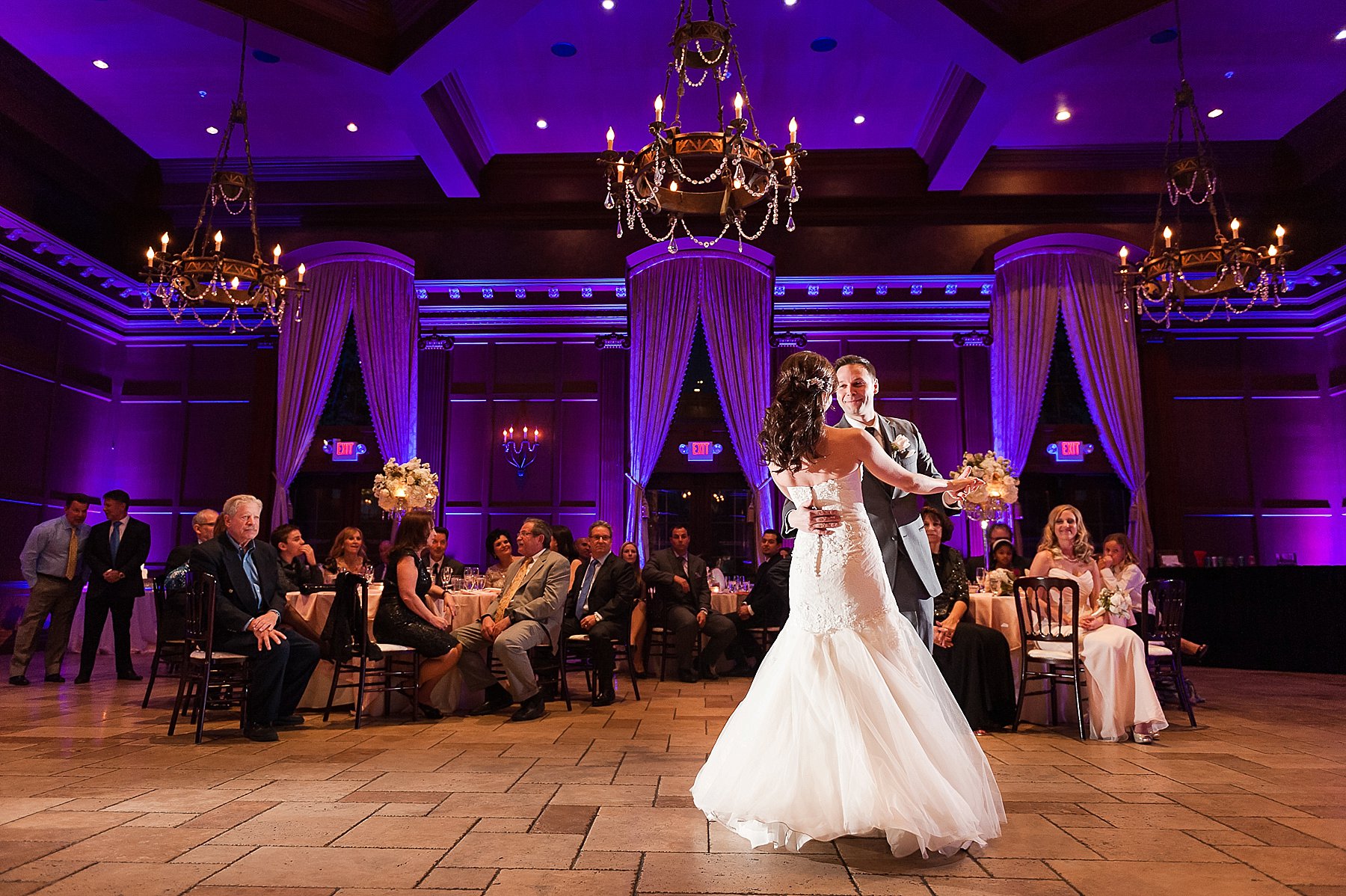 Blush Wedding Purple Uplighting Bride Groom First Dance Villa Siena Gilbert Arizona Photo