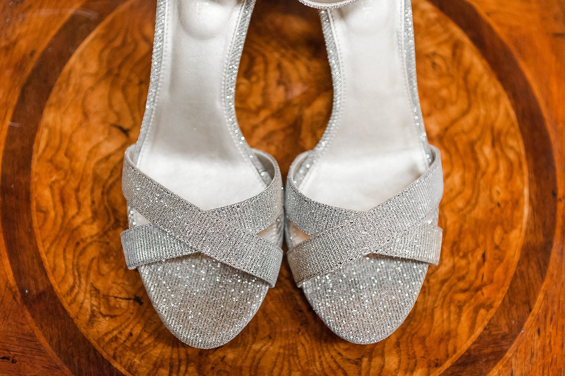 Silver strappy wedding shoes photo