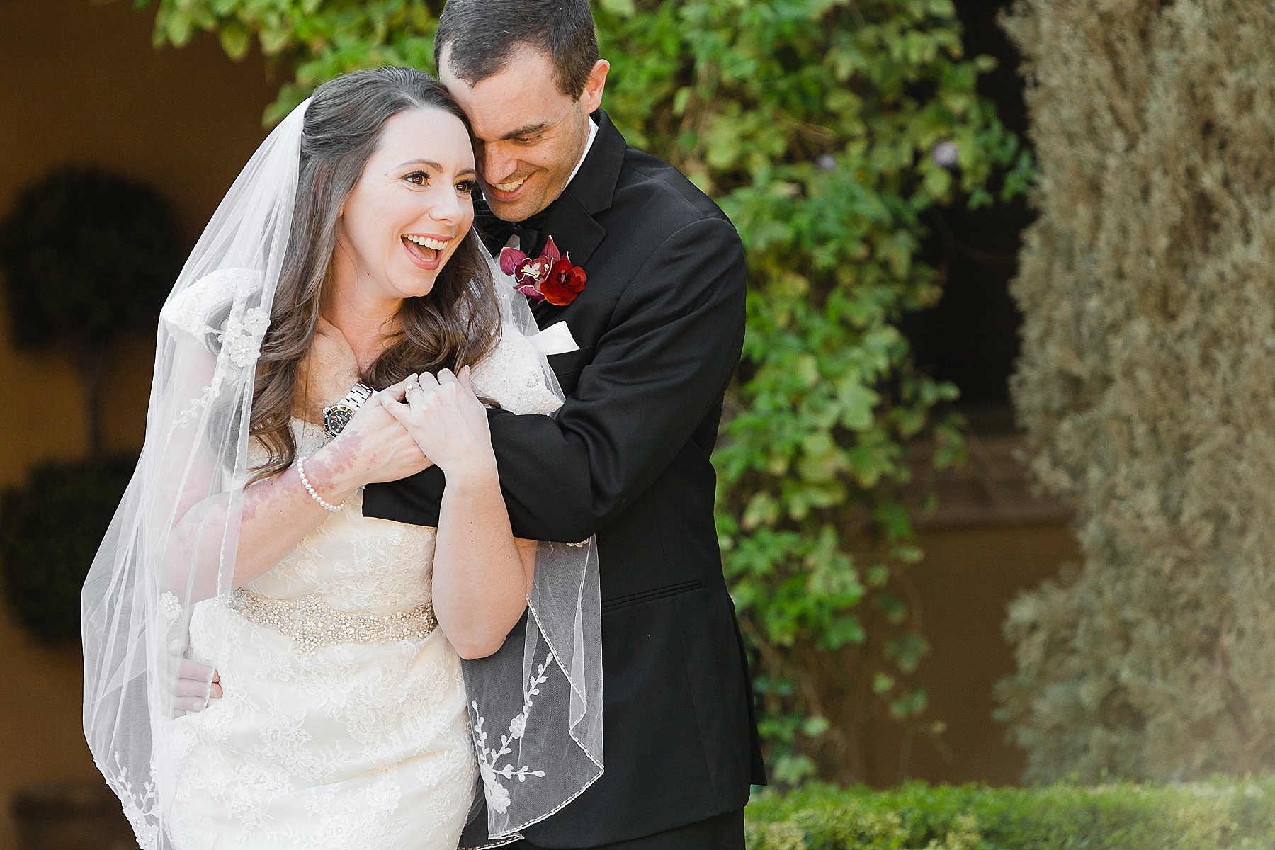 Villa Siena Wedding Bride Groom Laughing Portrait Photo