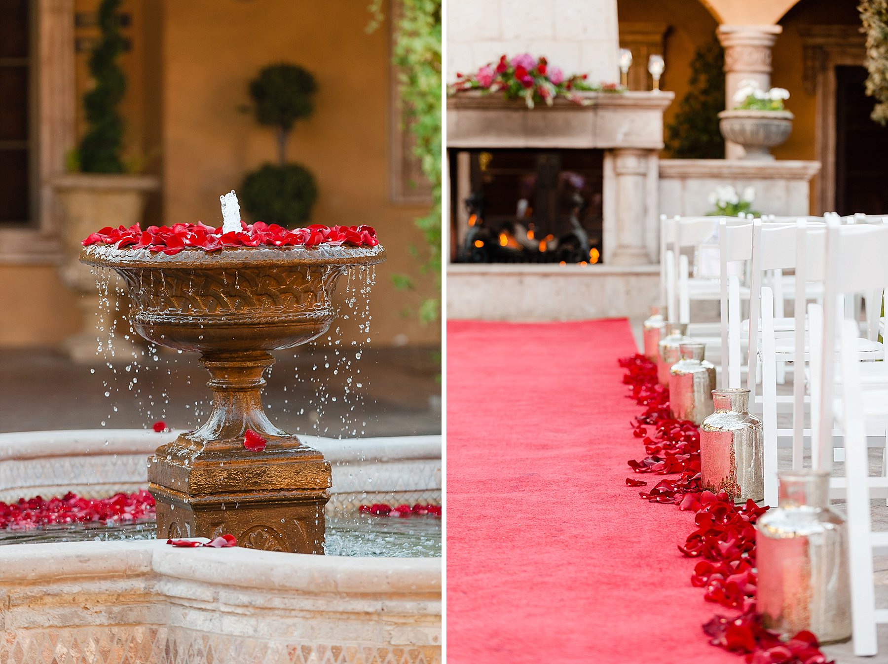 Villa Siena Wedding Ceremony Seating Fountain Photo