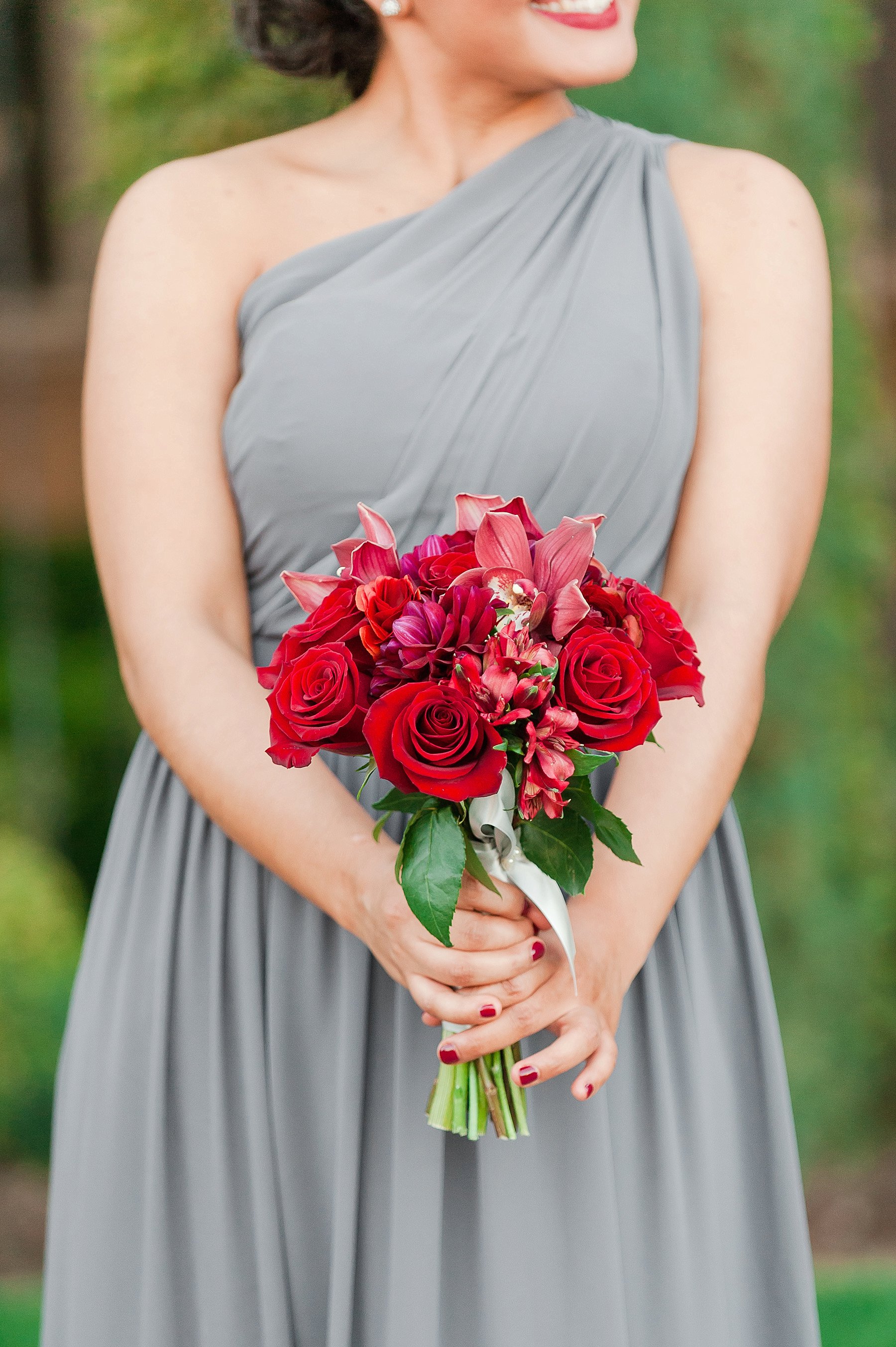 Villa Siena Wedding Bridesmaid Red Bouquet Photo