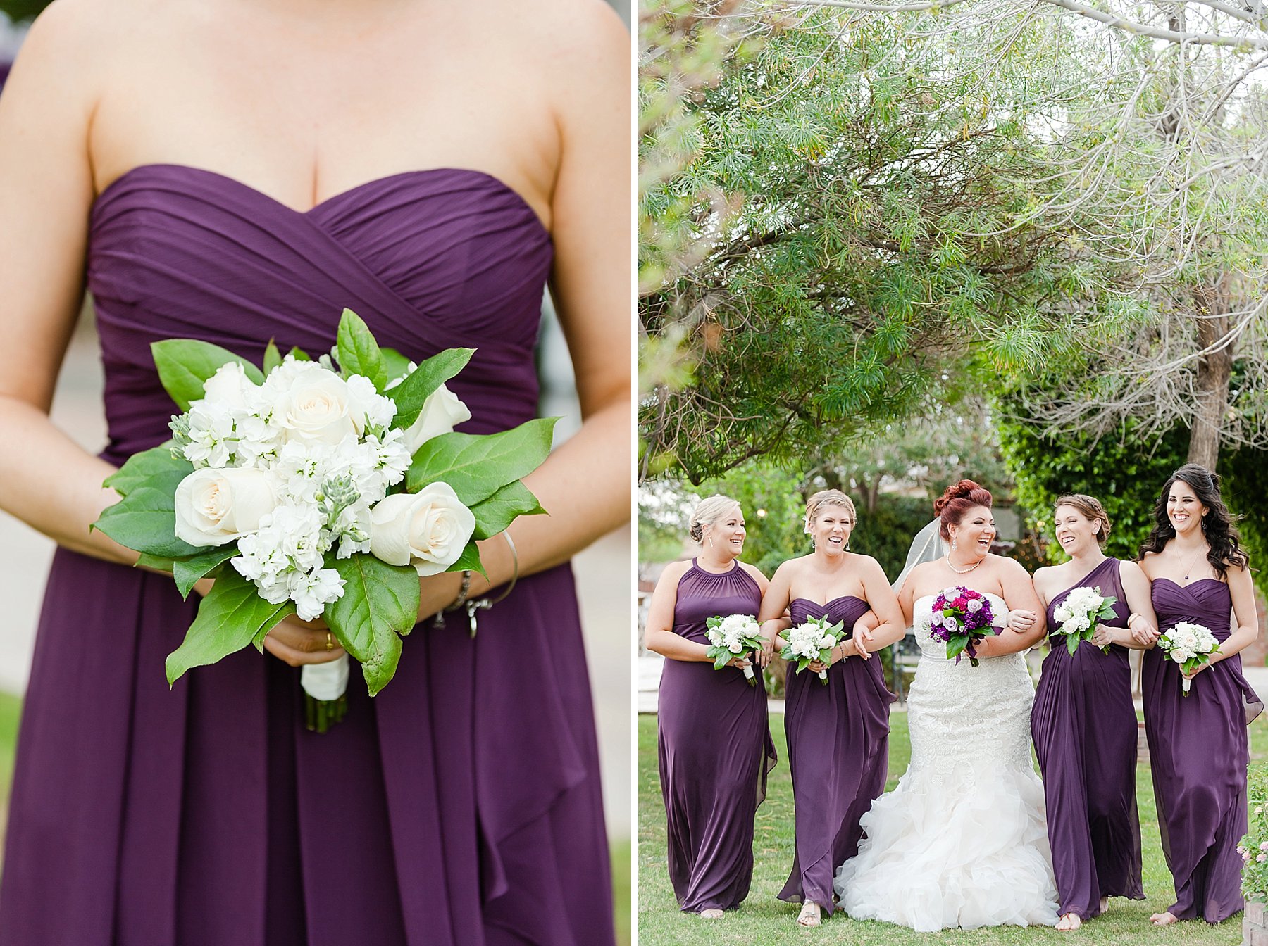 Old Town Wedding Center Bridemaids Purple Dresses Bouquet Peoria AZ Photo