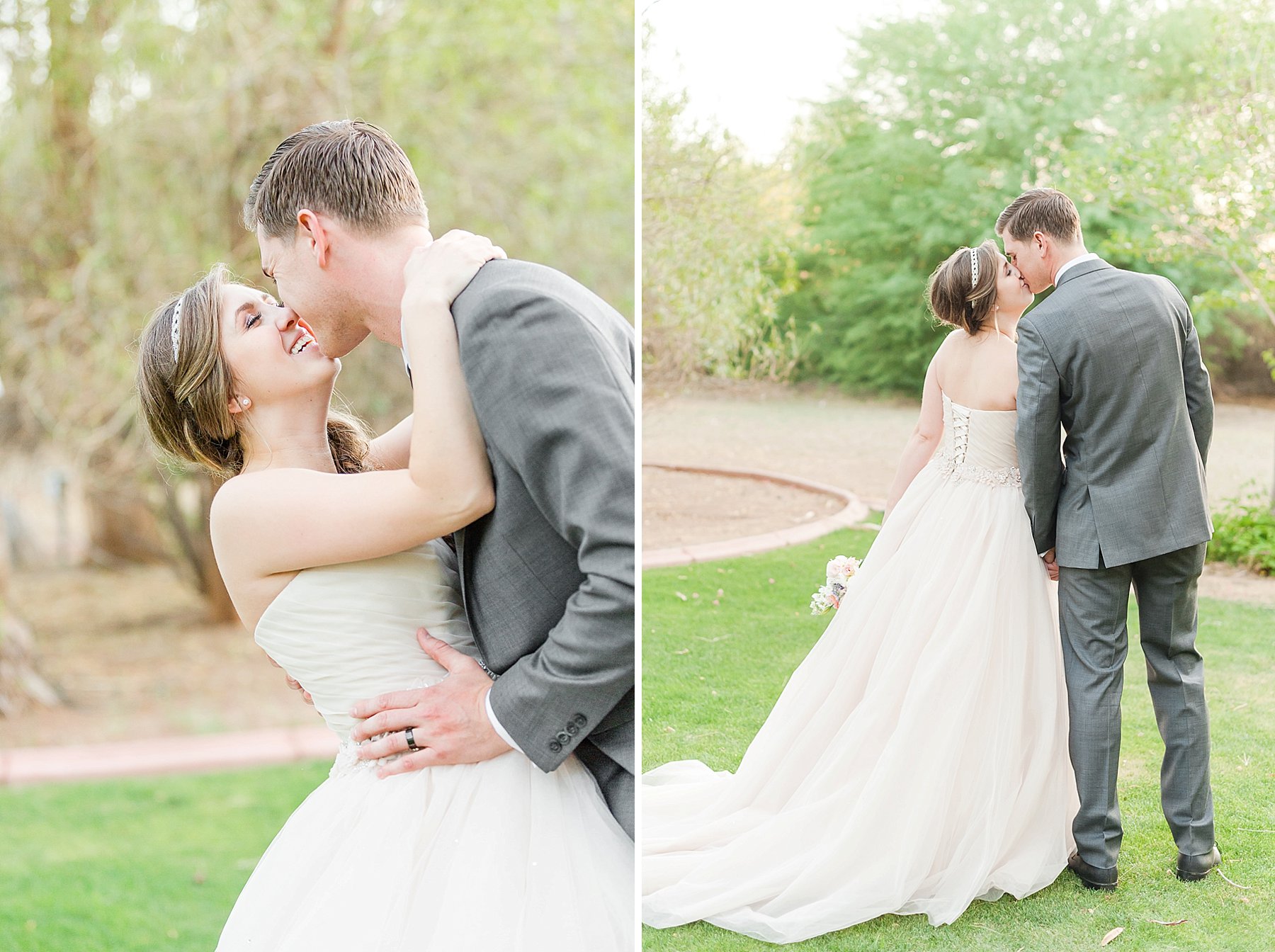 Secret Garden Wedding Bride Groom Kissing Phoenix AZ Photo