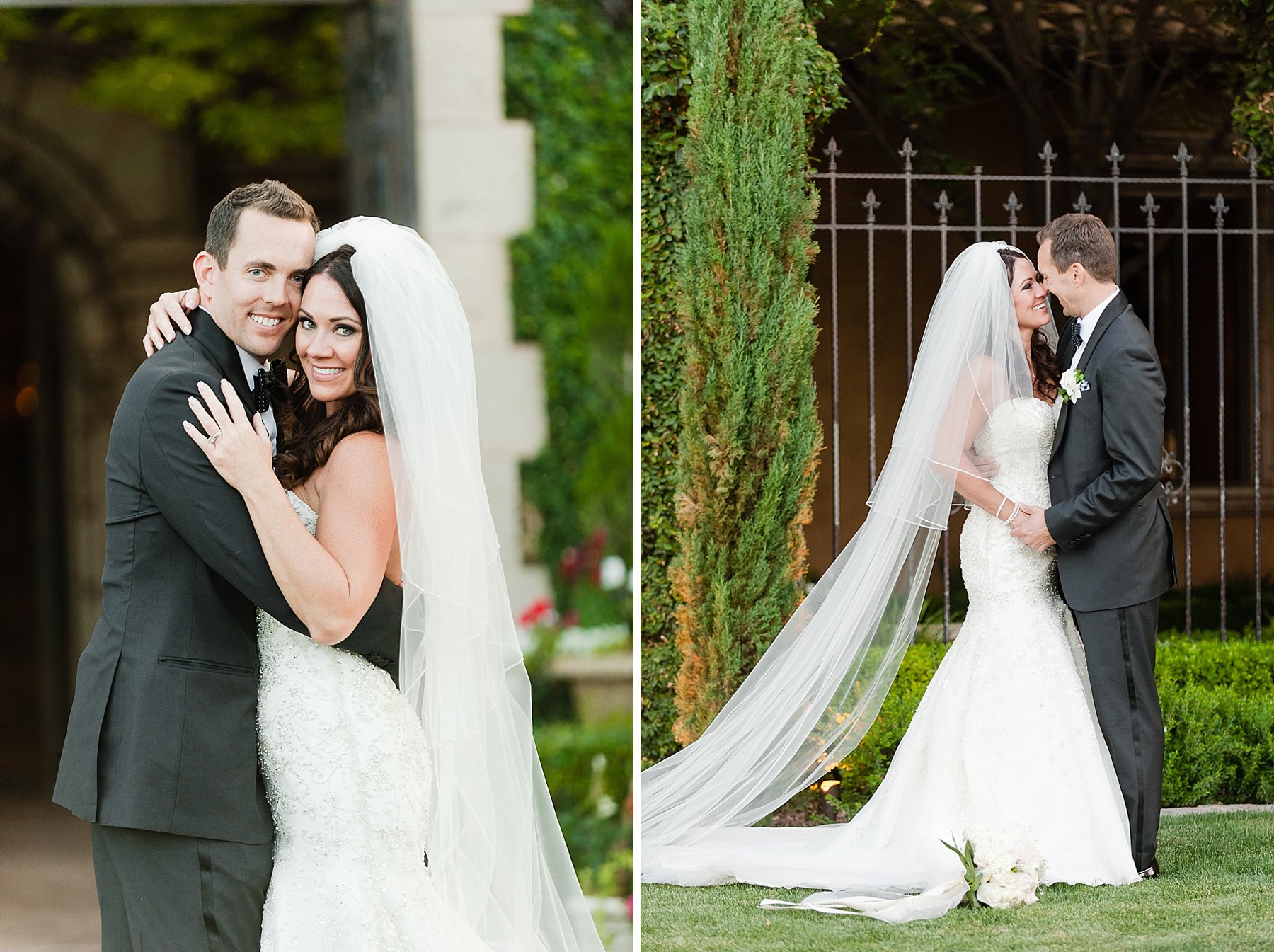Black Tie Wedding Bride Groom Hugging Villa Siena Gilbert Arizona Photo