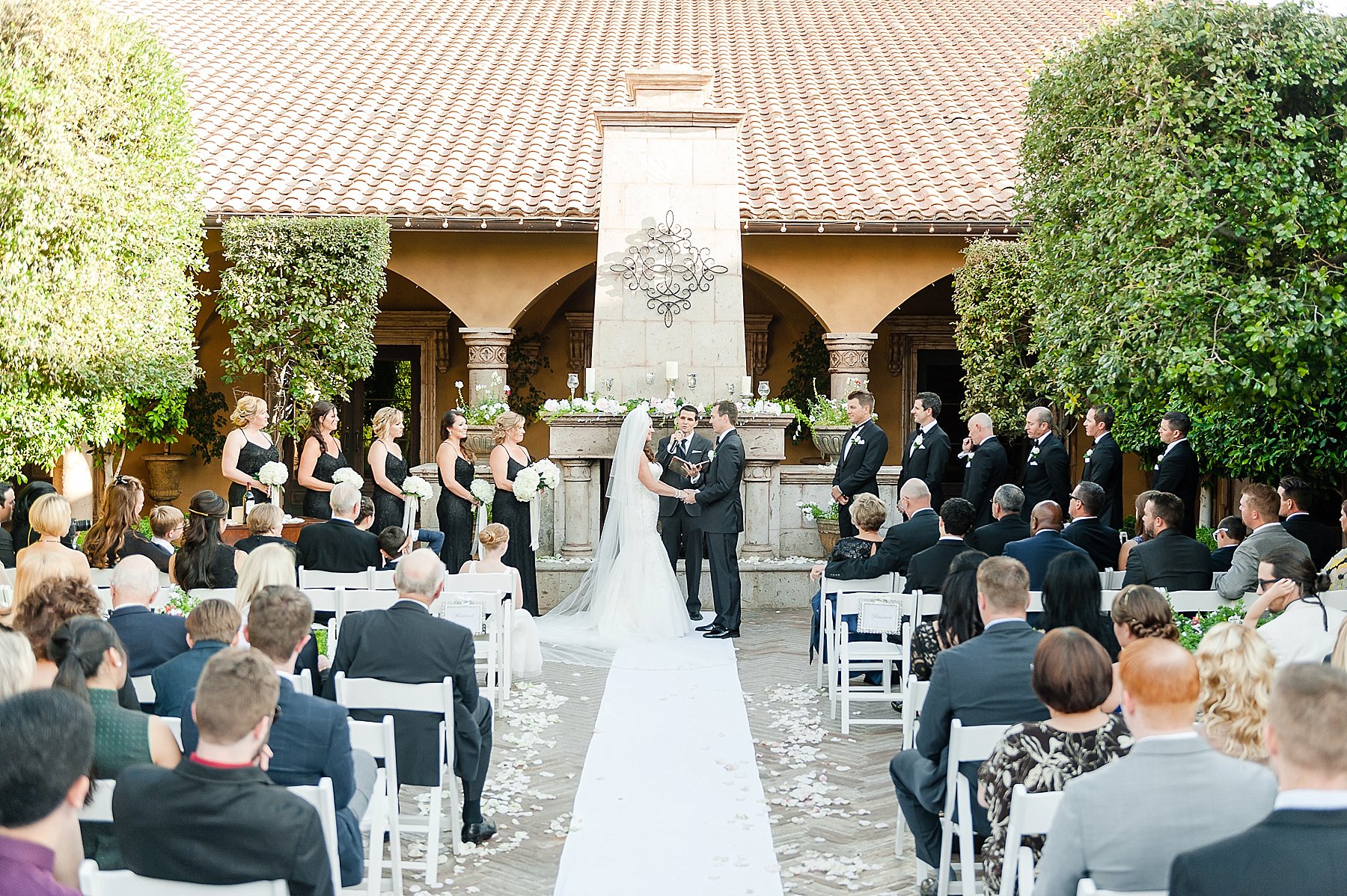 Black Tie Wedding Ceremony Fireplace Villa Siena Gilbert Arizona Photo
