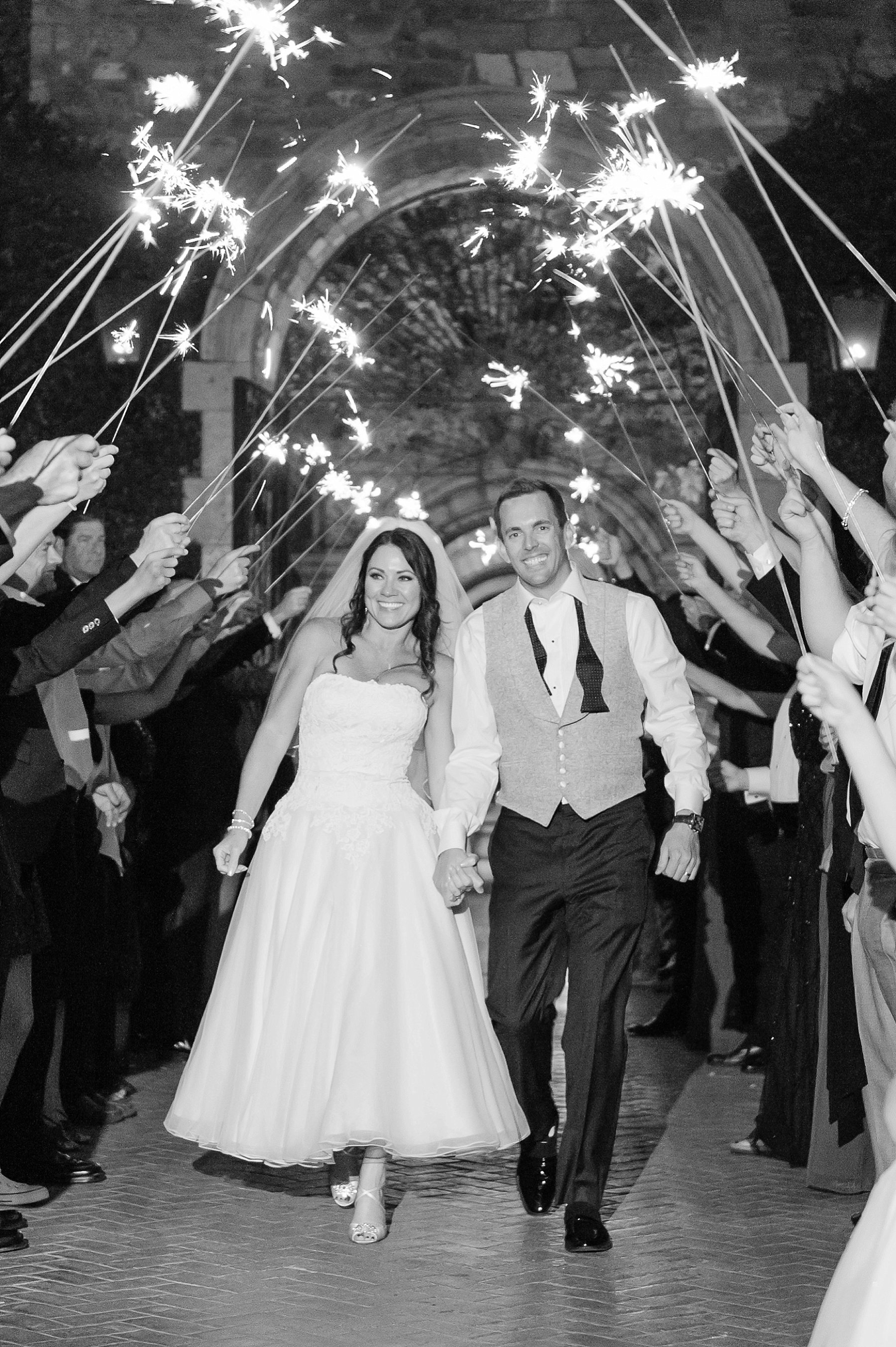 Black Tie Wedding Sparkler Grand Exit Send Off Villa Siena Gilbert Arizona Photo