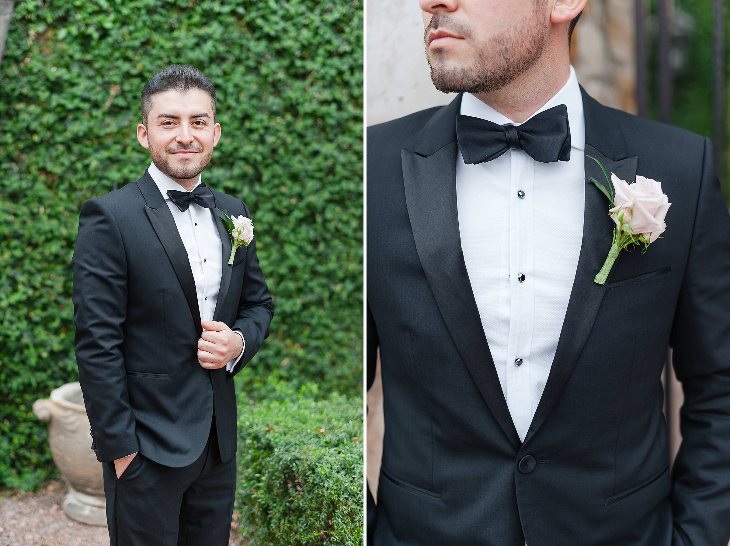 Elegant Blush Wedding Groom Portraits